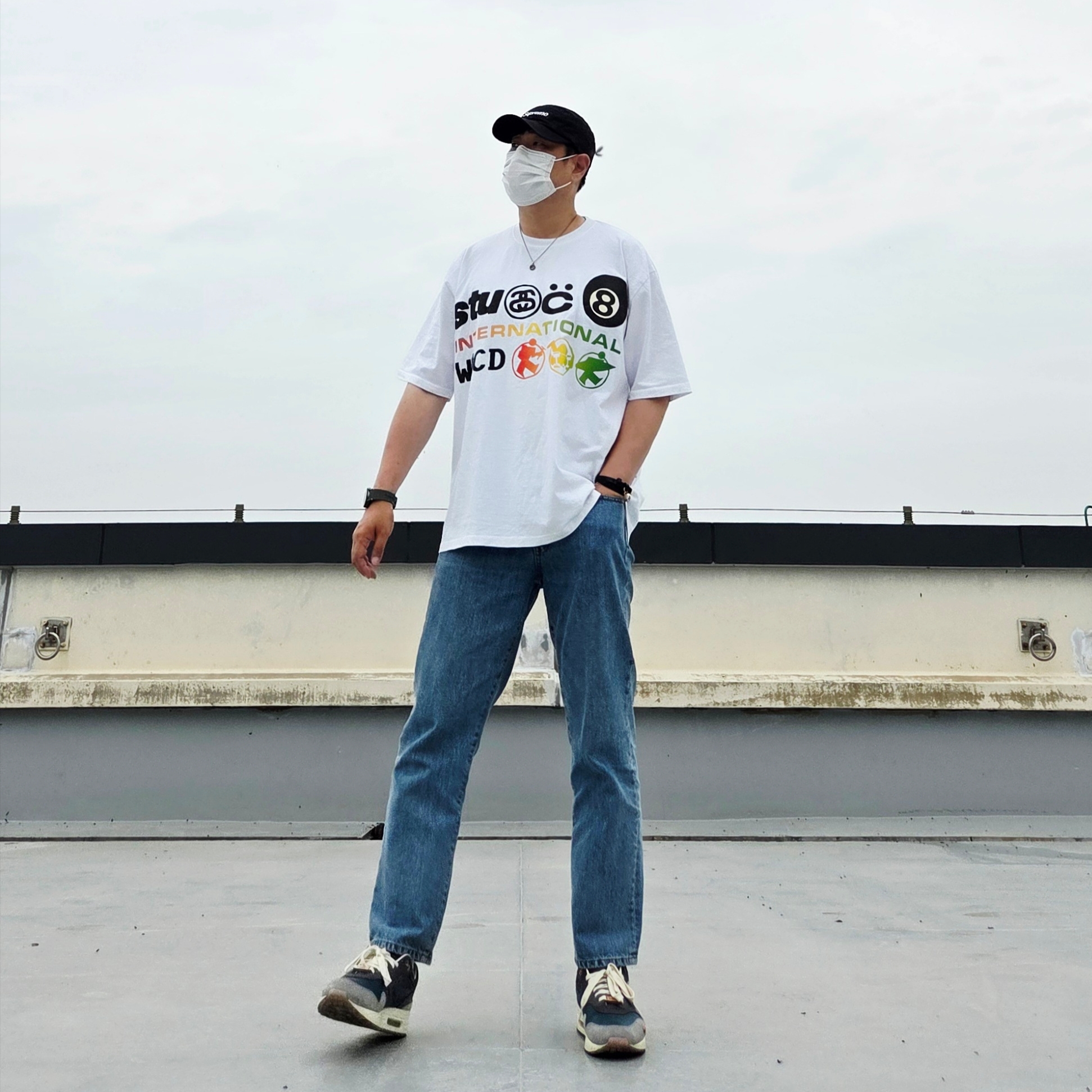 Haleine Metal Piercing Ring (VA218), Supreme Washed Chino Twill Camp Cap Black 착용 스타일 - 3