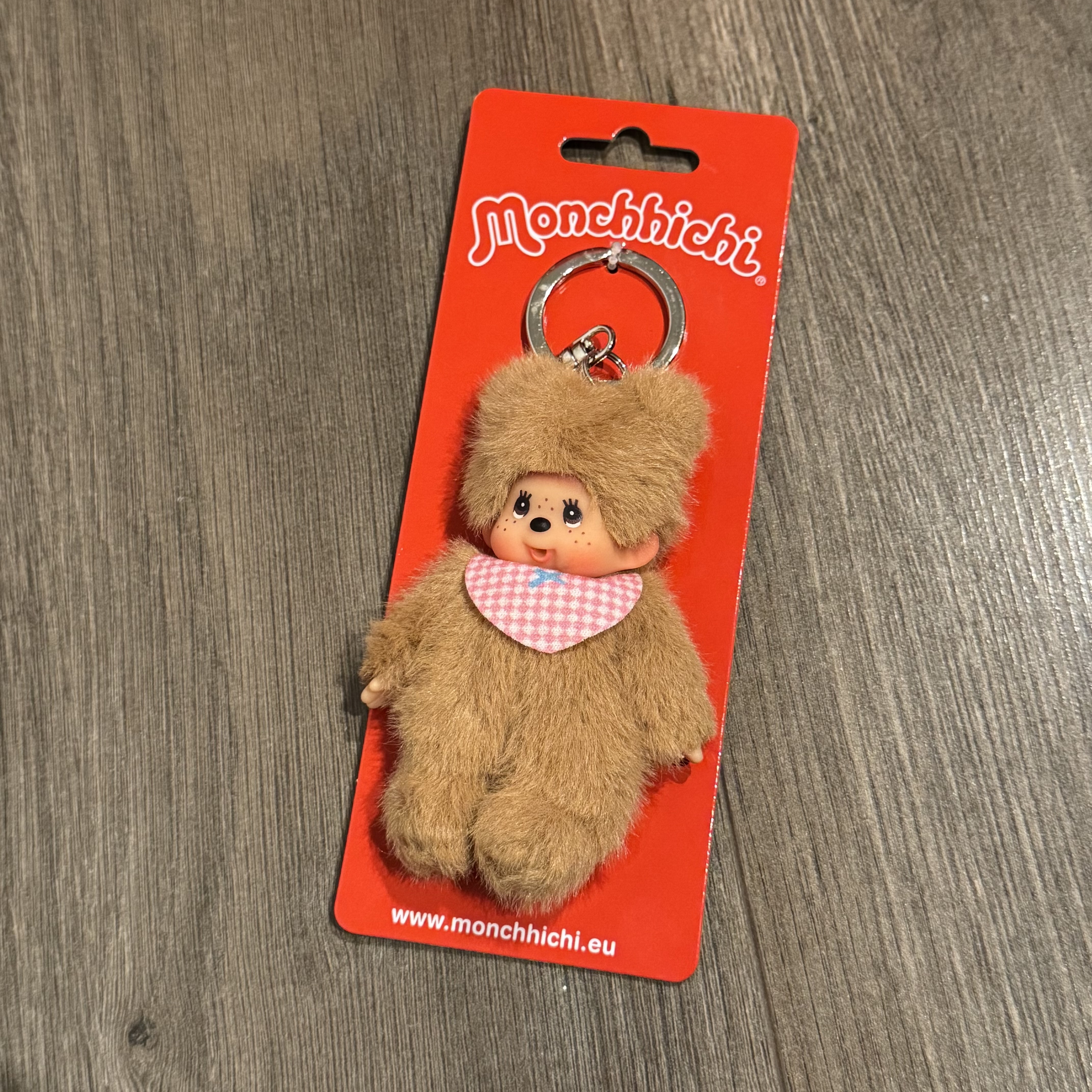 Monchhichi Bebichhichi Plush Doll Key Chain Brown 착용 스타일