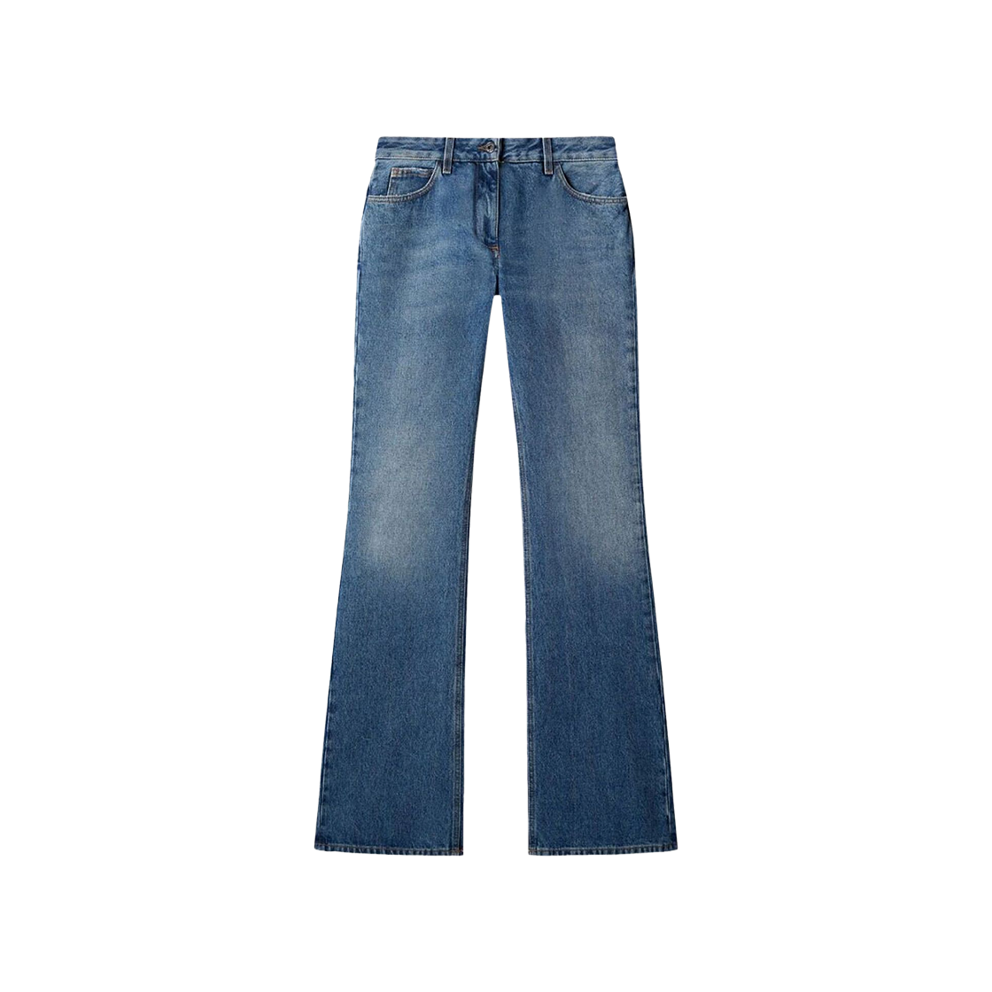 (W) 오프화이트 슬림 플레어드 5 포켓 팬츠 블루((W) Off-White Slim Flared 5 Pocket Pants Blue)