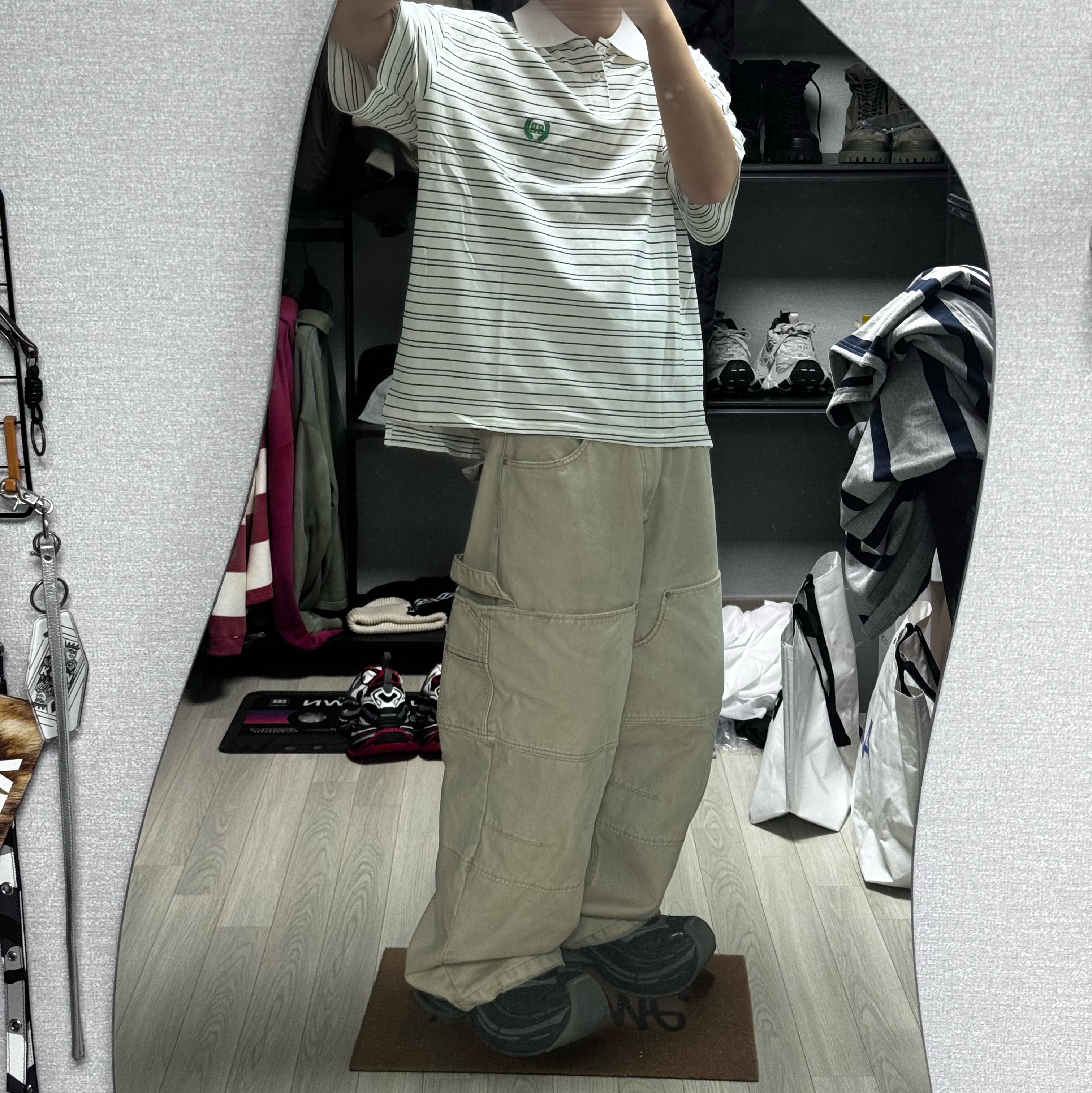 Nonnod Double Knee Cover Pants Vintage Beige 착용 스타일