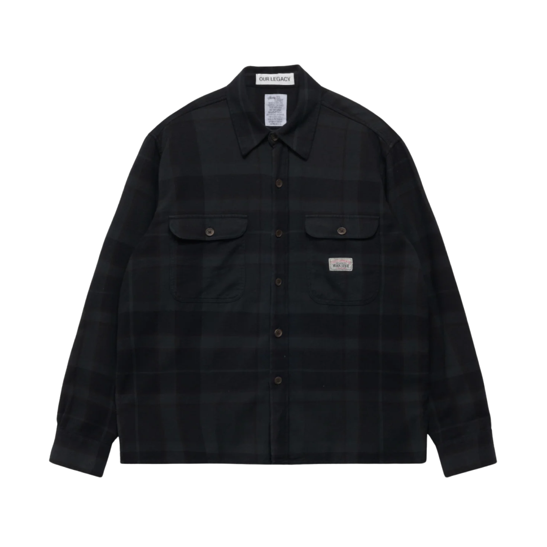 스투시 x 아워레가시 워크샵 컨트리 셔츠 오버다이 블랙 플란넬 체크