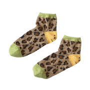 Kapital 84 Rainbowy Happy Heel Leopard Ankle Socks Lime