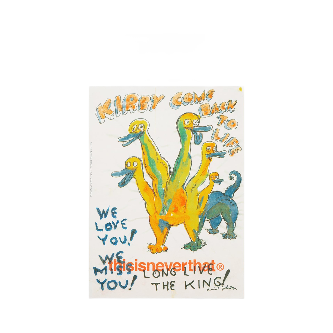 디스이즈네버댓 x 다니엘 존스턴 커비 리소그래프 포스터 화이트(thisisneverthat x Daniel Johnston Kirby Risograph Poster White)