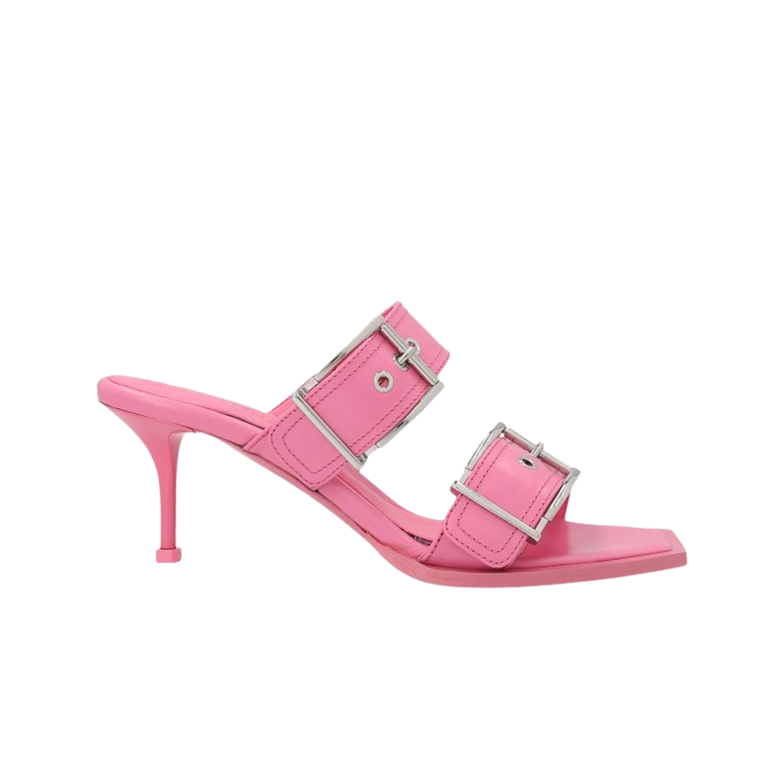 709991WHSWD5482 (W) Alexander McQueen Double Buckle Punk Sandals Pink
