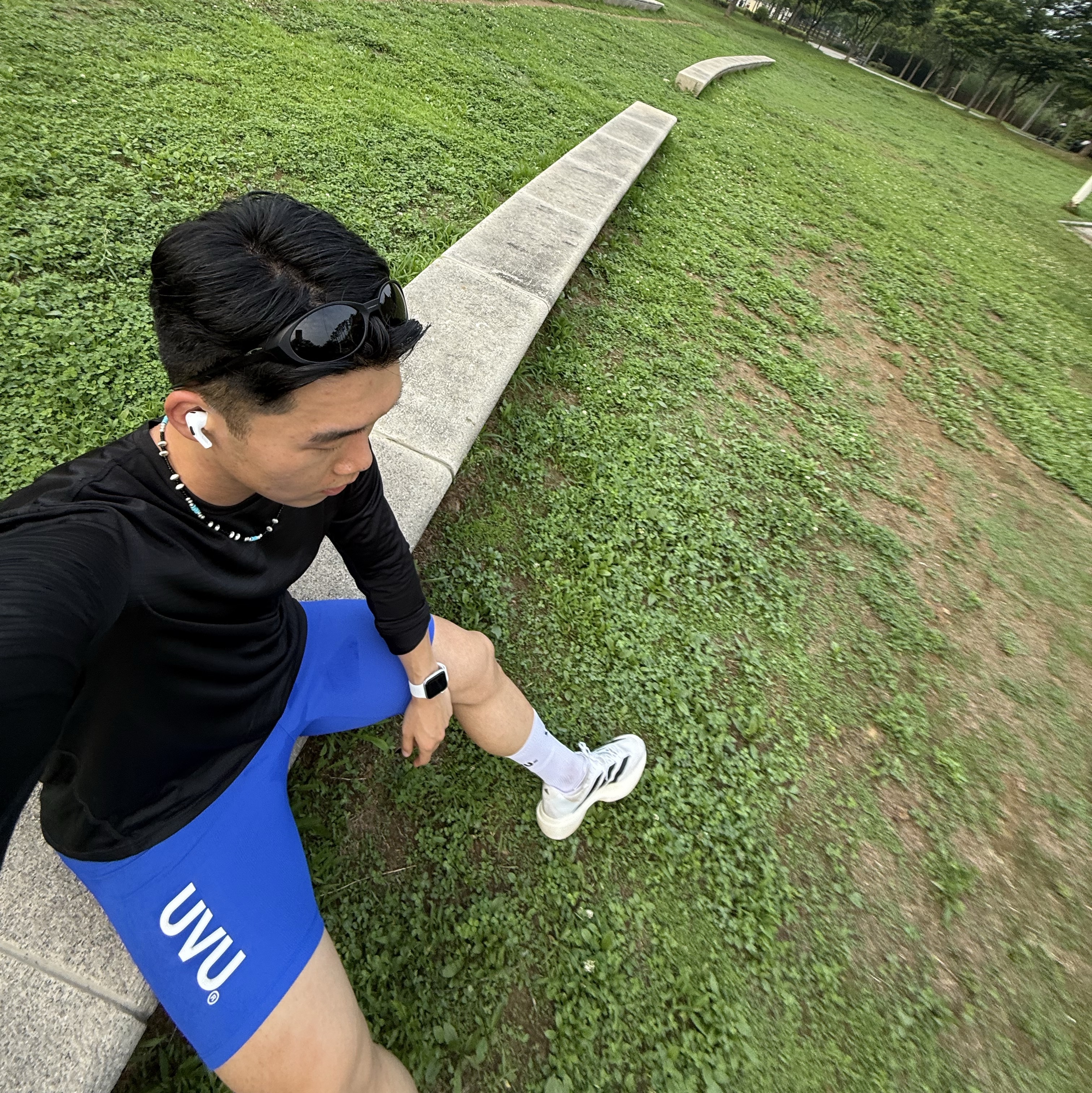 UVU Half Tight Cobalt, UVU Running Sock White 착용 스타일 - 1
