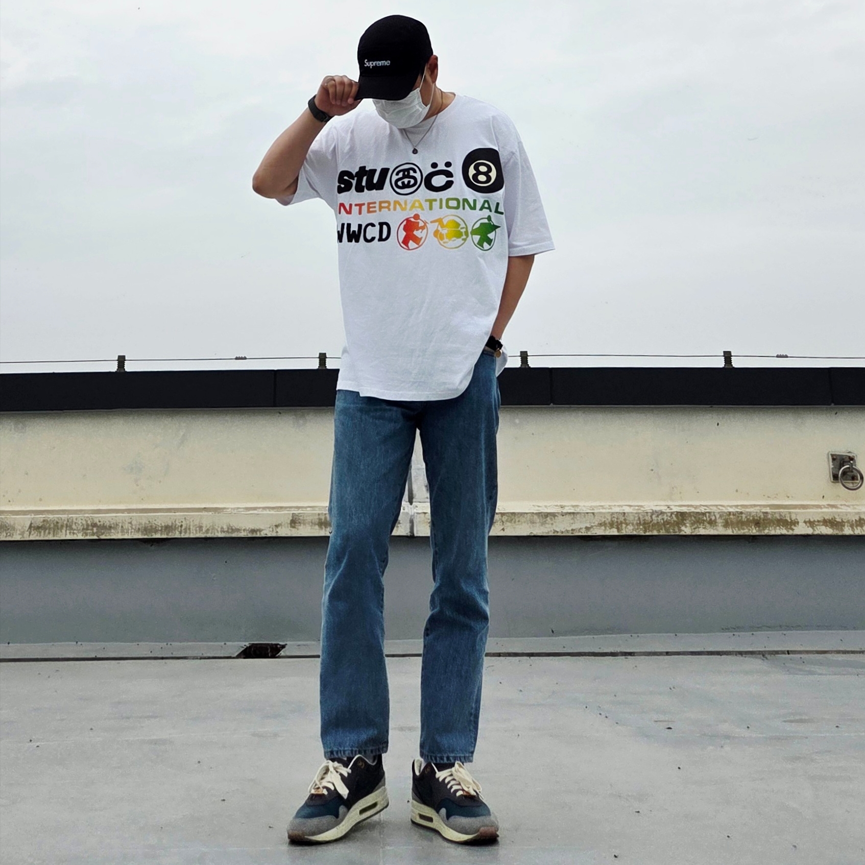 Haleine Metal Piercing Ring (VA218), Supreme Washed Chino Twill Camp Cap Black 착용 스타일 - 4