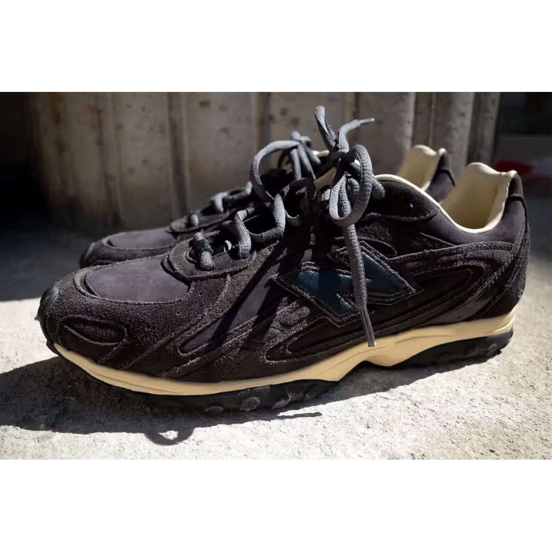 New Balance x Auralee 475 London Fog Taupe Gray, New Balance x Auralee 475 Aloe Wash Beechnut 착용 스타일 - 4