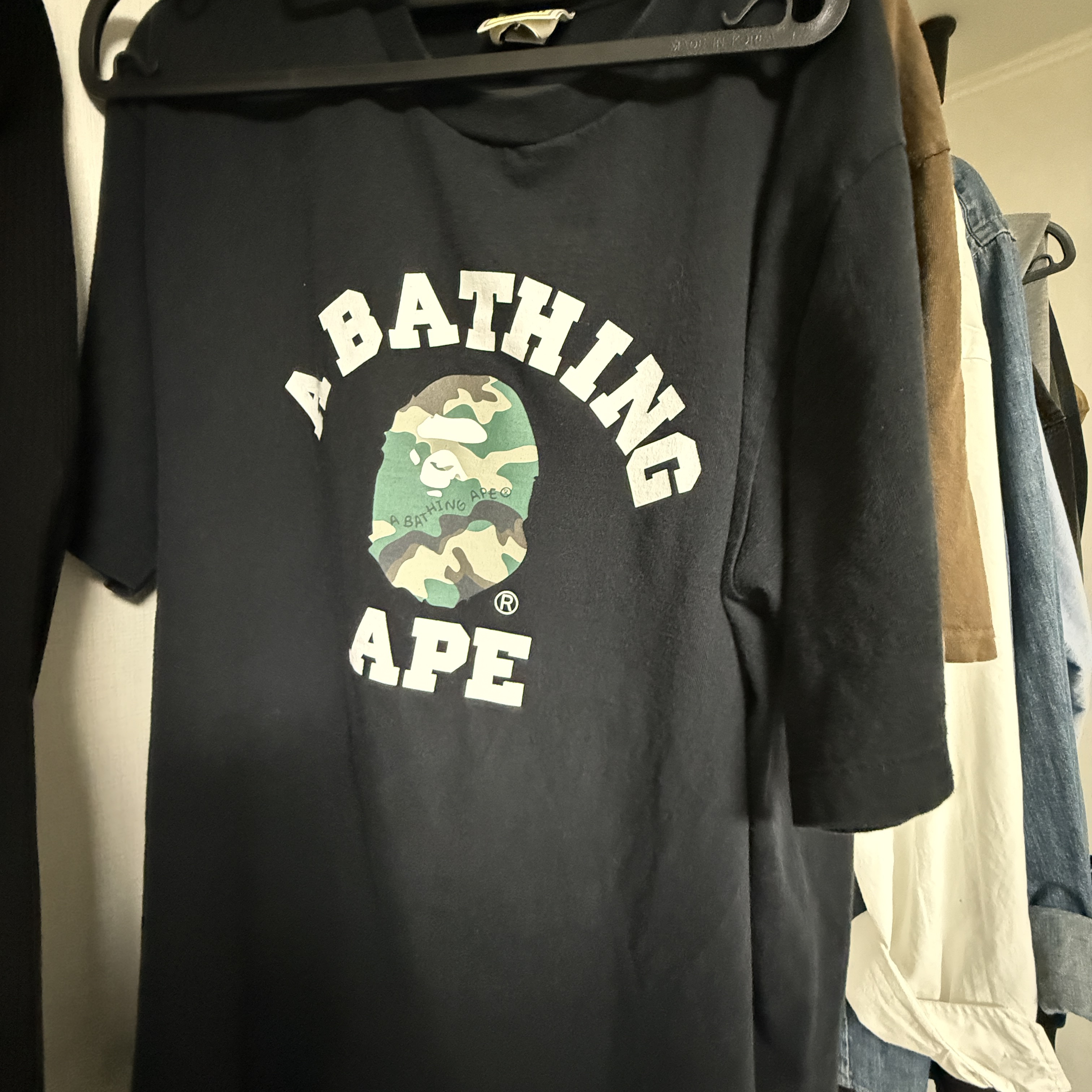 BAPE ABC Camo College T-Shirt Black Green 착용 스타일