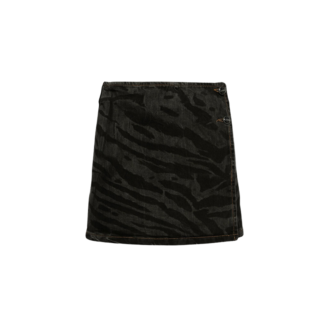 (W) 가니 데님 랩 미니 스커트 블랙((W) Ganni Denim Wrap Mini Skirt Black)