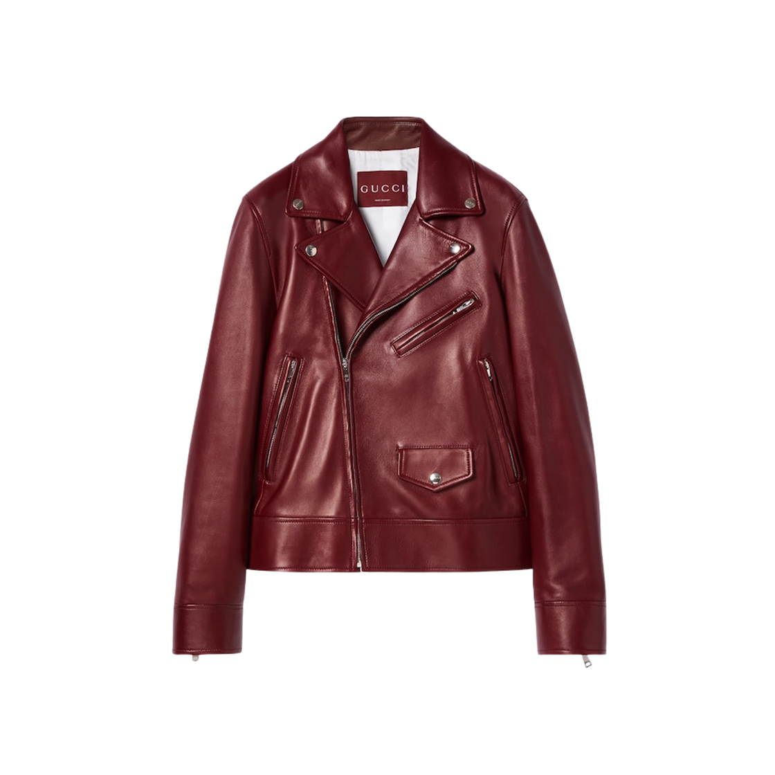 (W) 구찌 레더 바이커 자켓 로쏘 앙코라 레드((W) Gucci Leather Biker Jacket Rosso Ancora Red) - 1