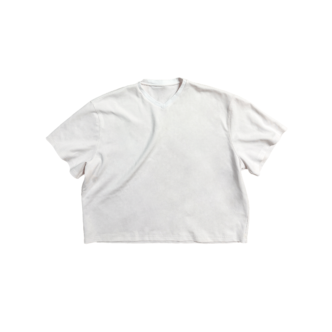 nnd.k.040 Nonnod Cropped V-Neck T-Shirt White - 대표 이미지 #1