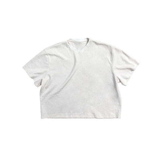 nnd.k.040 Nonnod Cropped V-Neck T-Shirt White