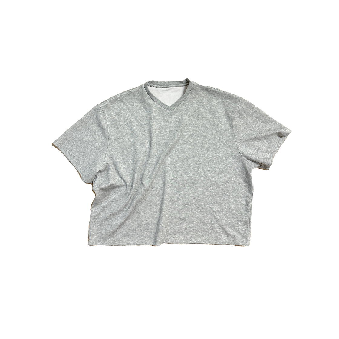논노드 크롭 브이넥 티셔츠 그레이(Nonnod Cropped V-Neck T-Shirt Grey)
