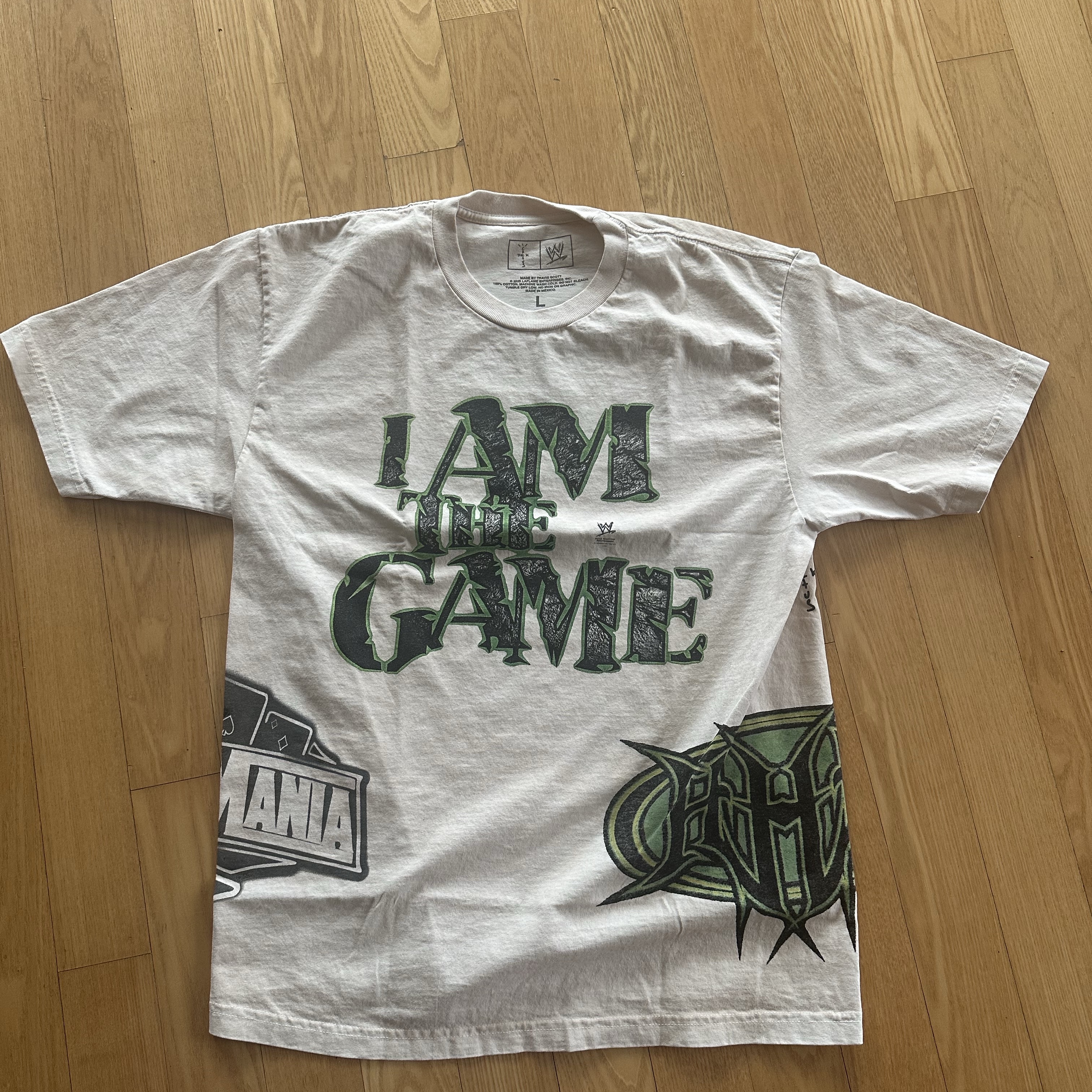 Travis Scott Cactus Jack x WWE The Game T-Shirt Triple H White 착용 스타일 - 2