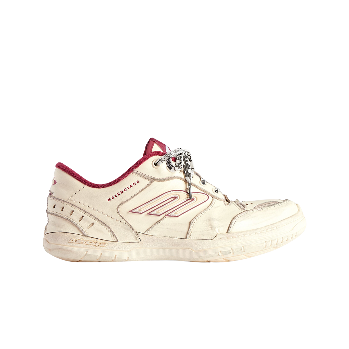 841765WCURS9960 Balenciaga Hamptons Medium Worn Out Sneakers Off White Red