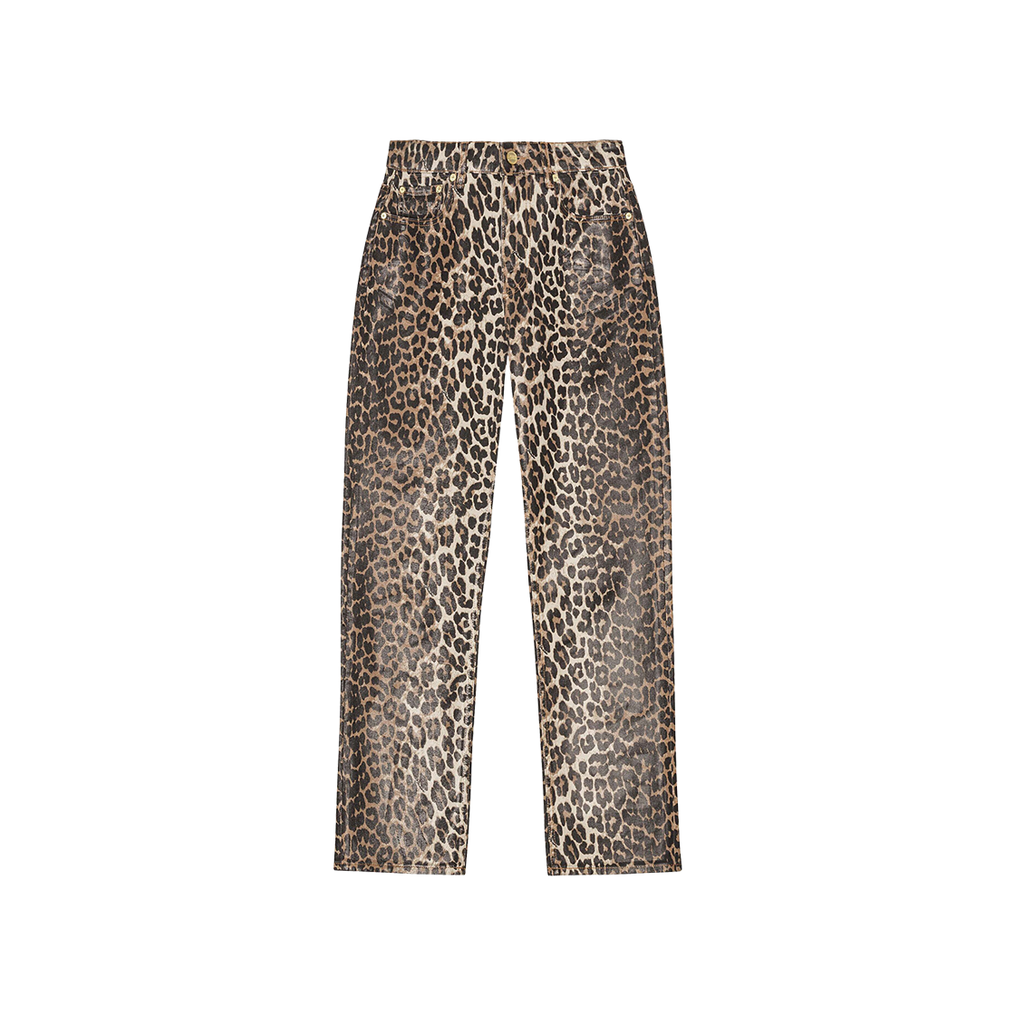 J1608-943 (W) Ganni Foil Print Jeans Leopard