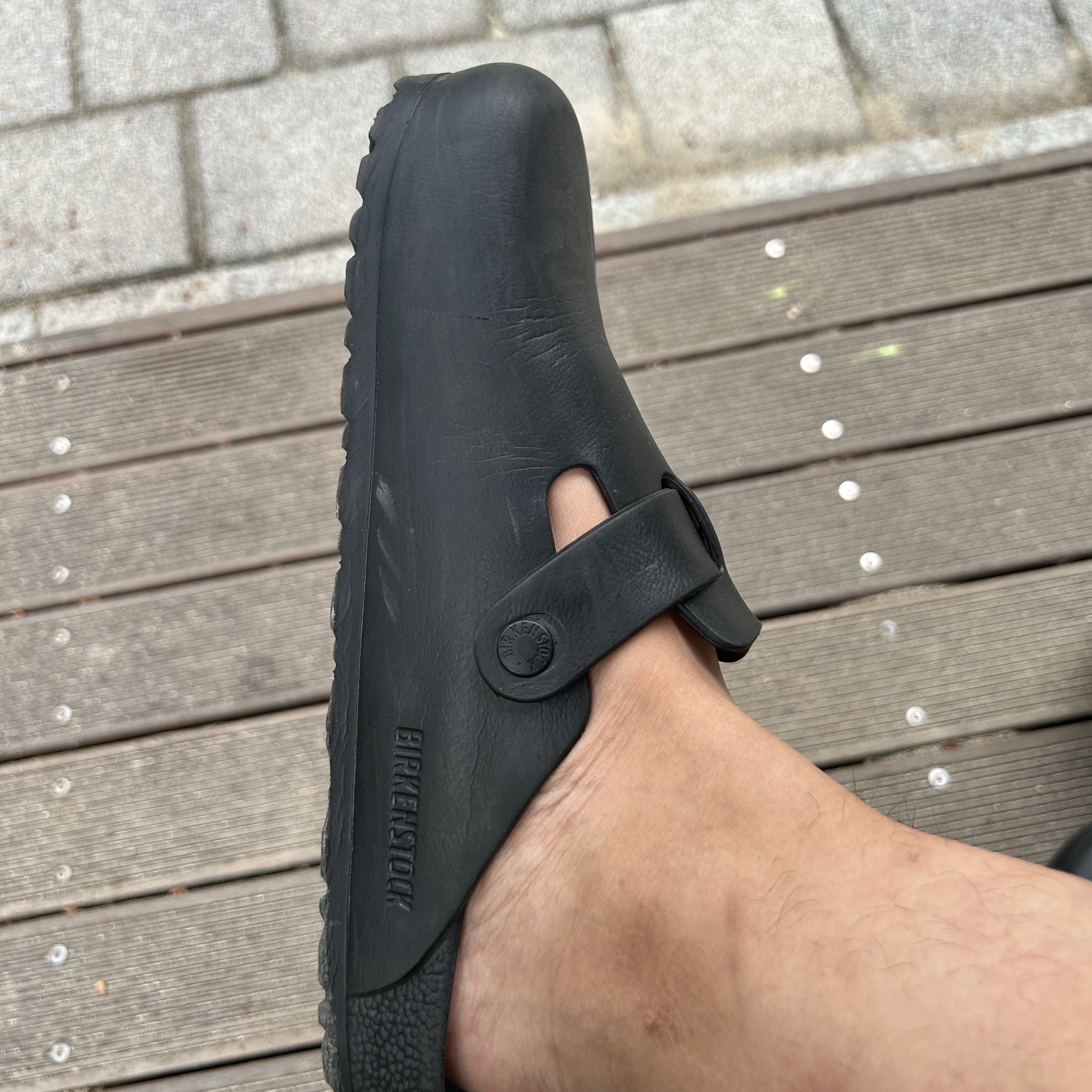 Birkenstock Boston Essentials Eva Black - Regular 착용 스타일