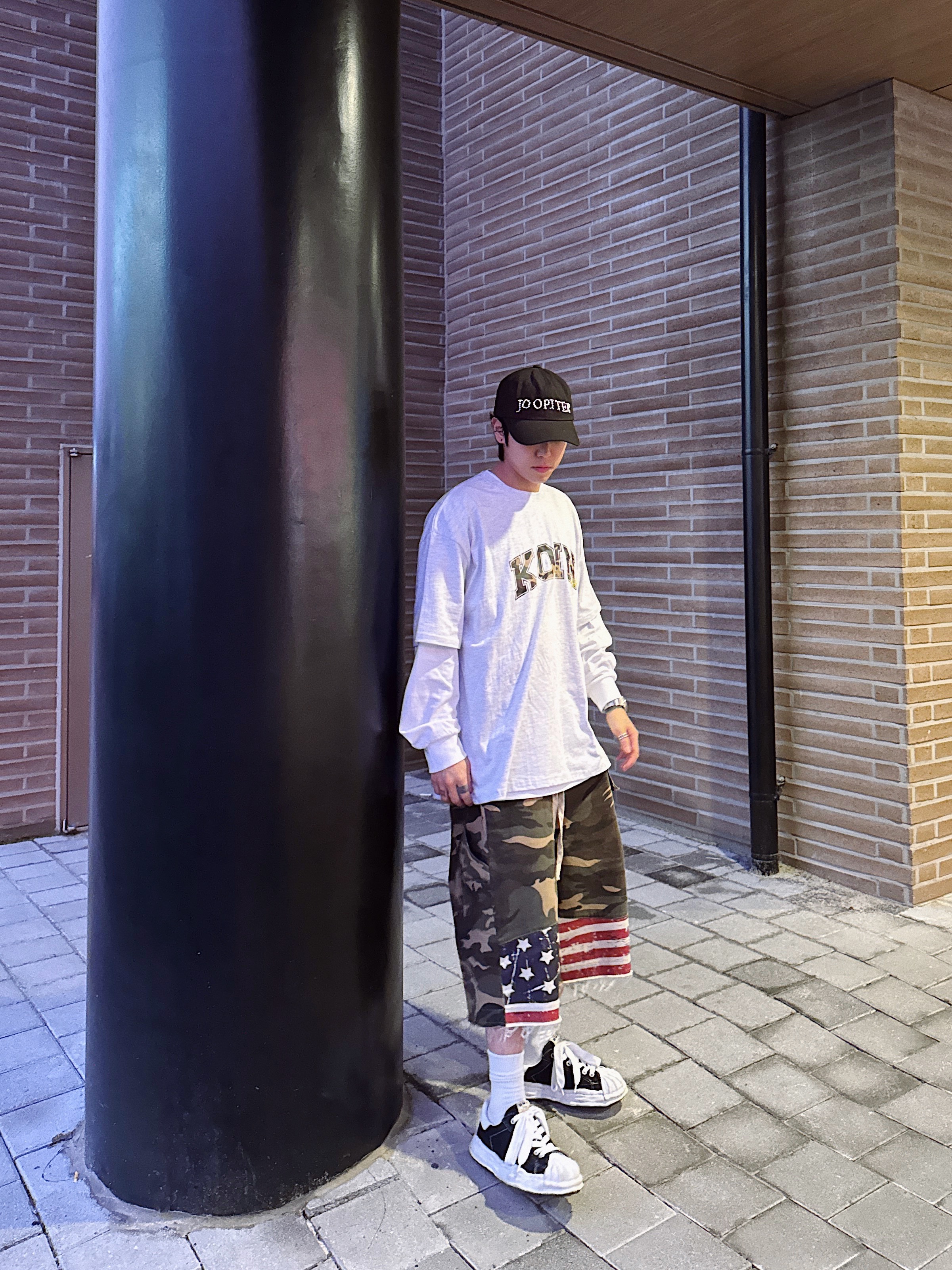 Post Archive Faction (Paf) x Joopiter Baseball Cap Black, Maison Mihara Yasuhiro Blakey OG Sole Canvas Low-top Sneakers Black White 착용 스타일 - 2