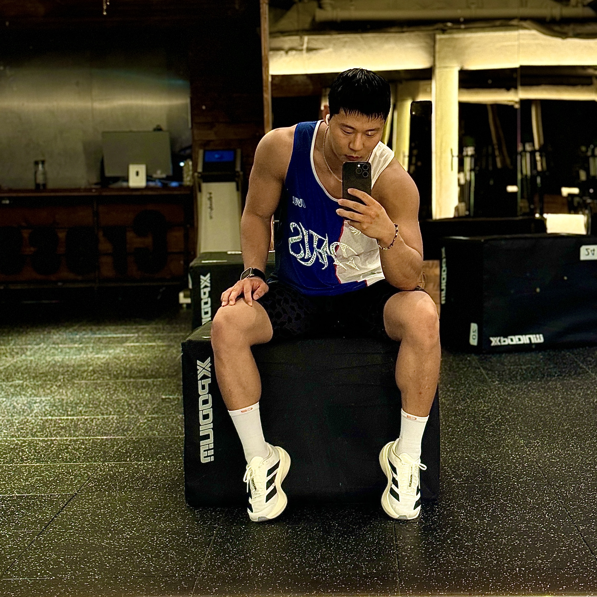 UVU Half Tights Black, UVU Paris 25 Racing Vest White Navy 착용 스타일