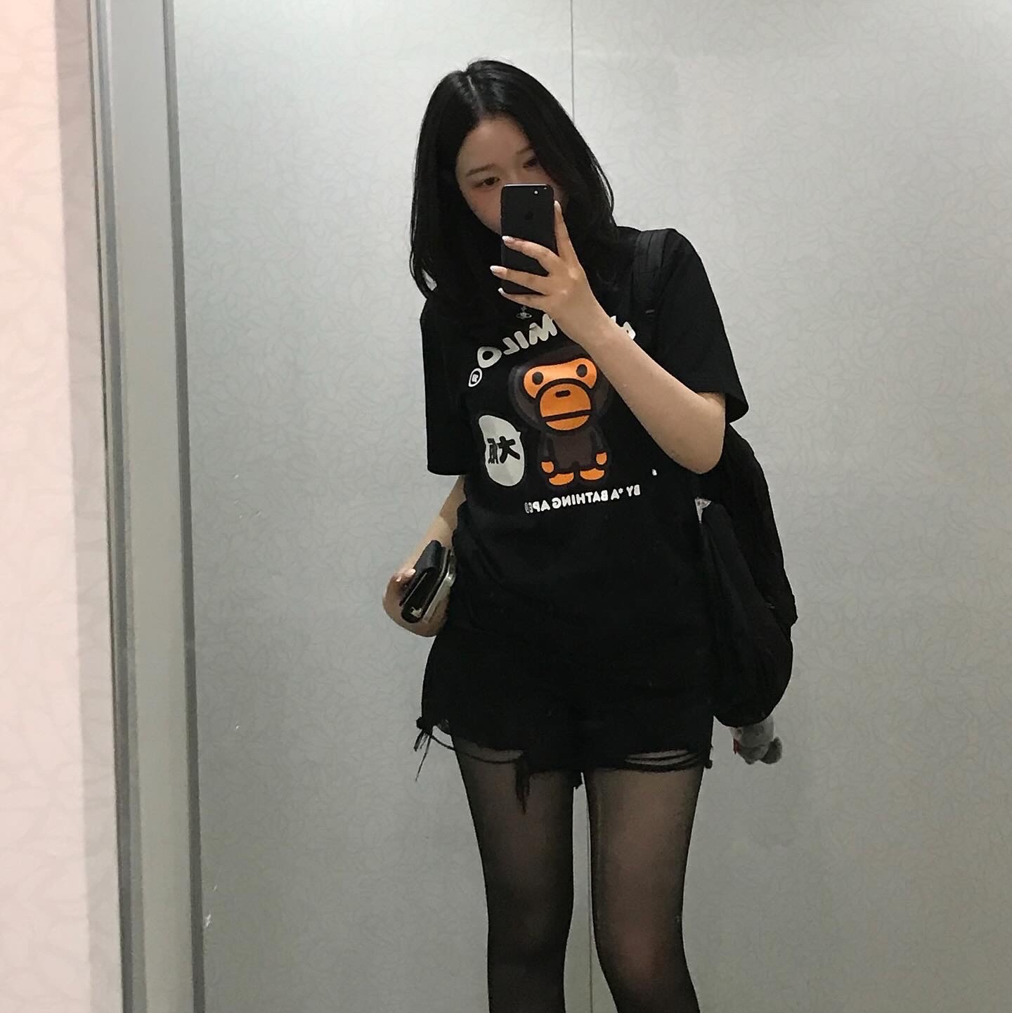 BAPE Japan Baby Milo T-Shirt #2 Black, BAPE Japan Baby Milo T-Shirt #2 White 착용 스타일