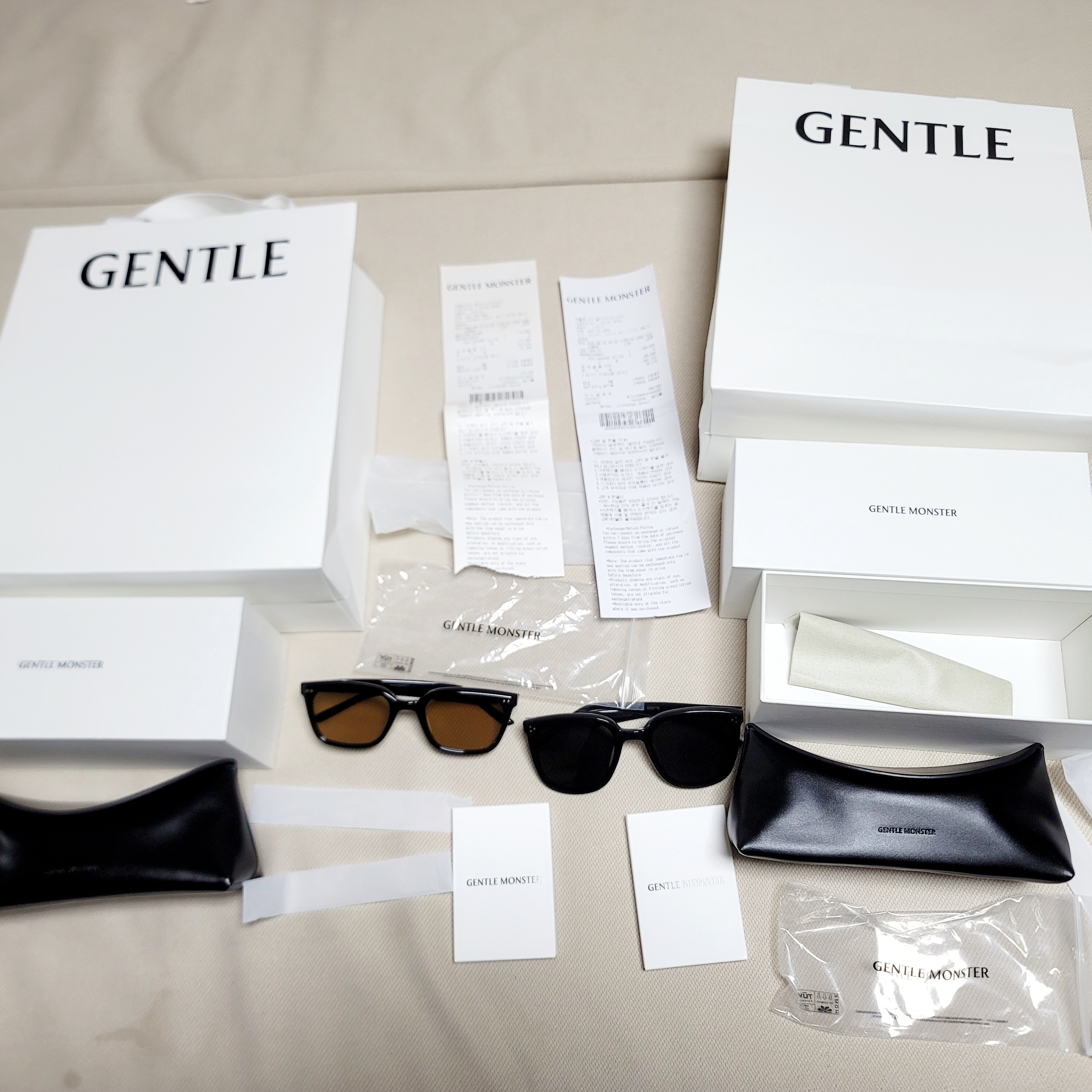 Gentle Monster Lang 01 Black, Gentle Monster Breezebe 01 BR Black Brown 착용 스타일 - 1