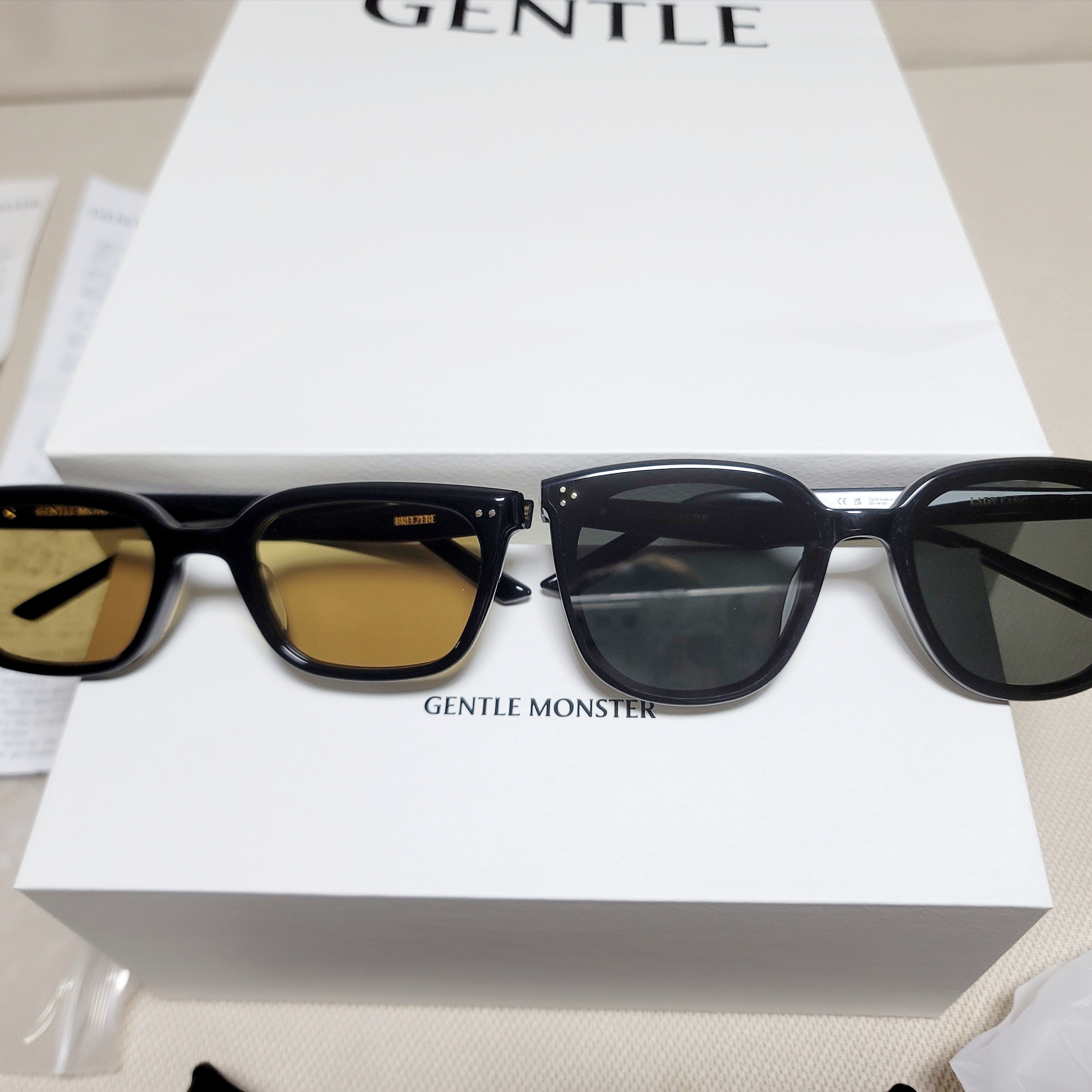 Gentle Monster Lang 01 Black, Gentle Monster Breezebe 01 BR Black Brown 착용 스타일 - 4
