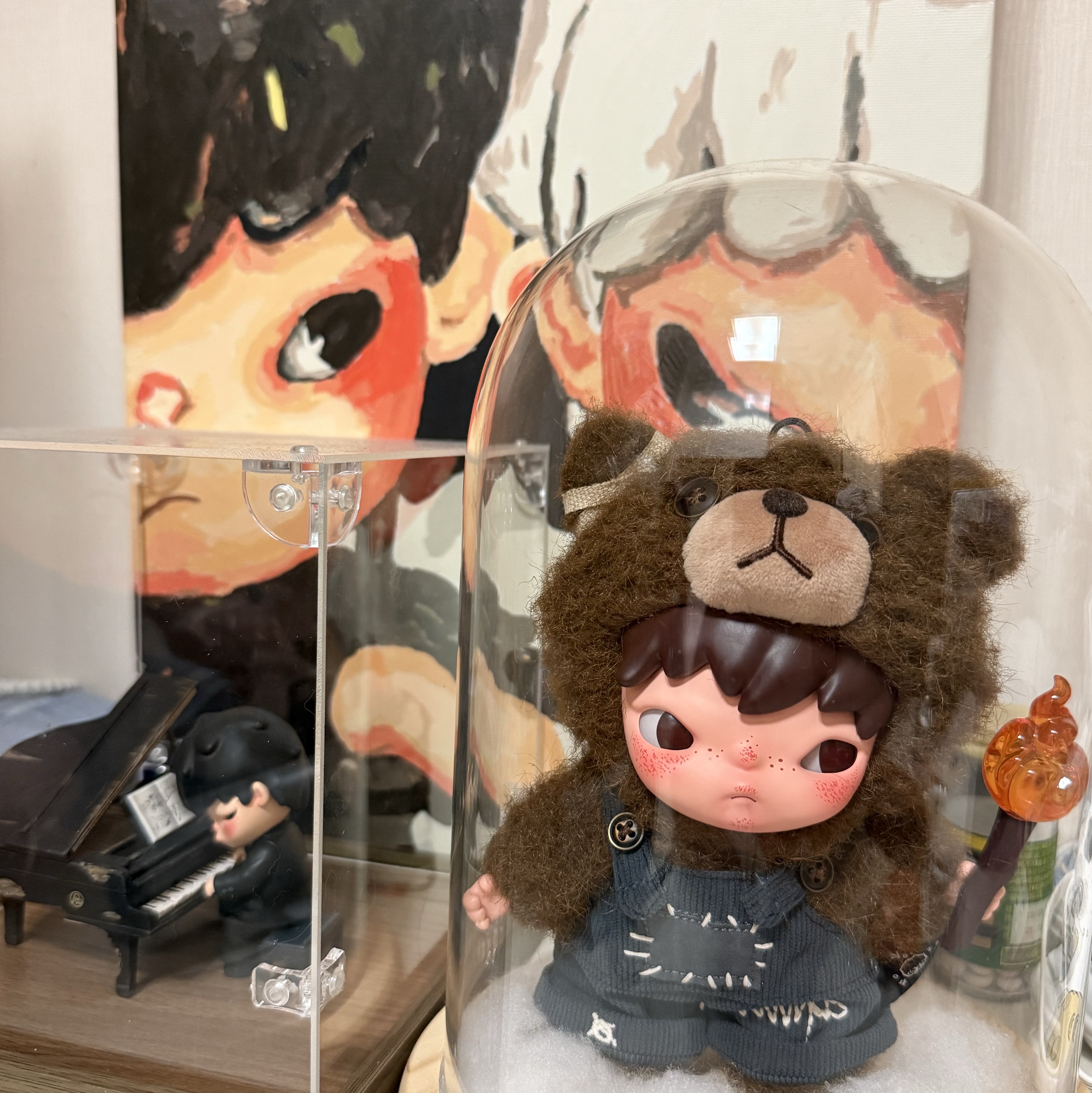 Pop Mart Hirono Living Wild-Fight For Joy Plush Doll, Pop Mart Hirono The Pianist Blister Figure 착용 스타일 - 1