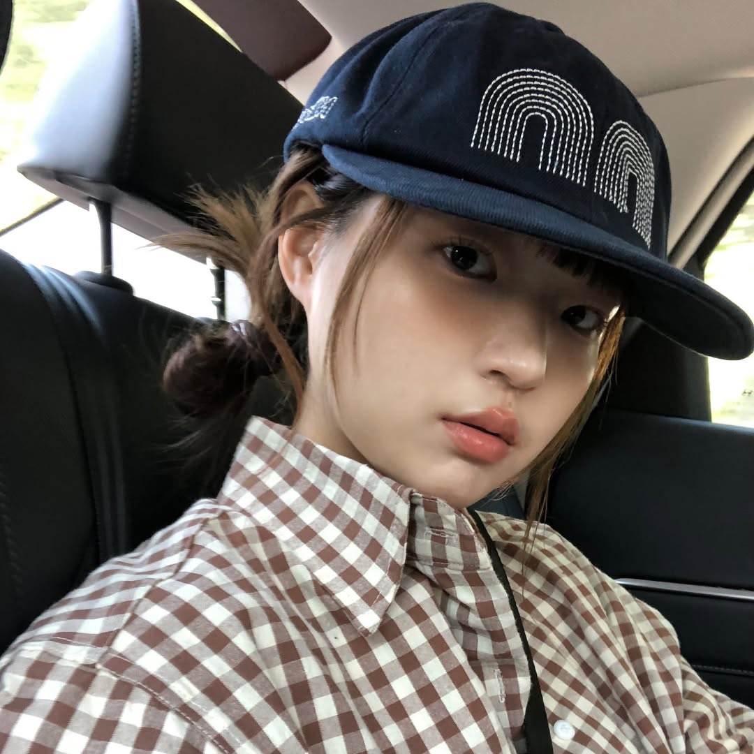 Not New Basic nn Cap Navy, Not New Check nn Shirts Brown 착용 스타일 - 2