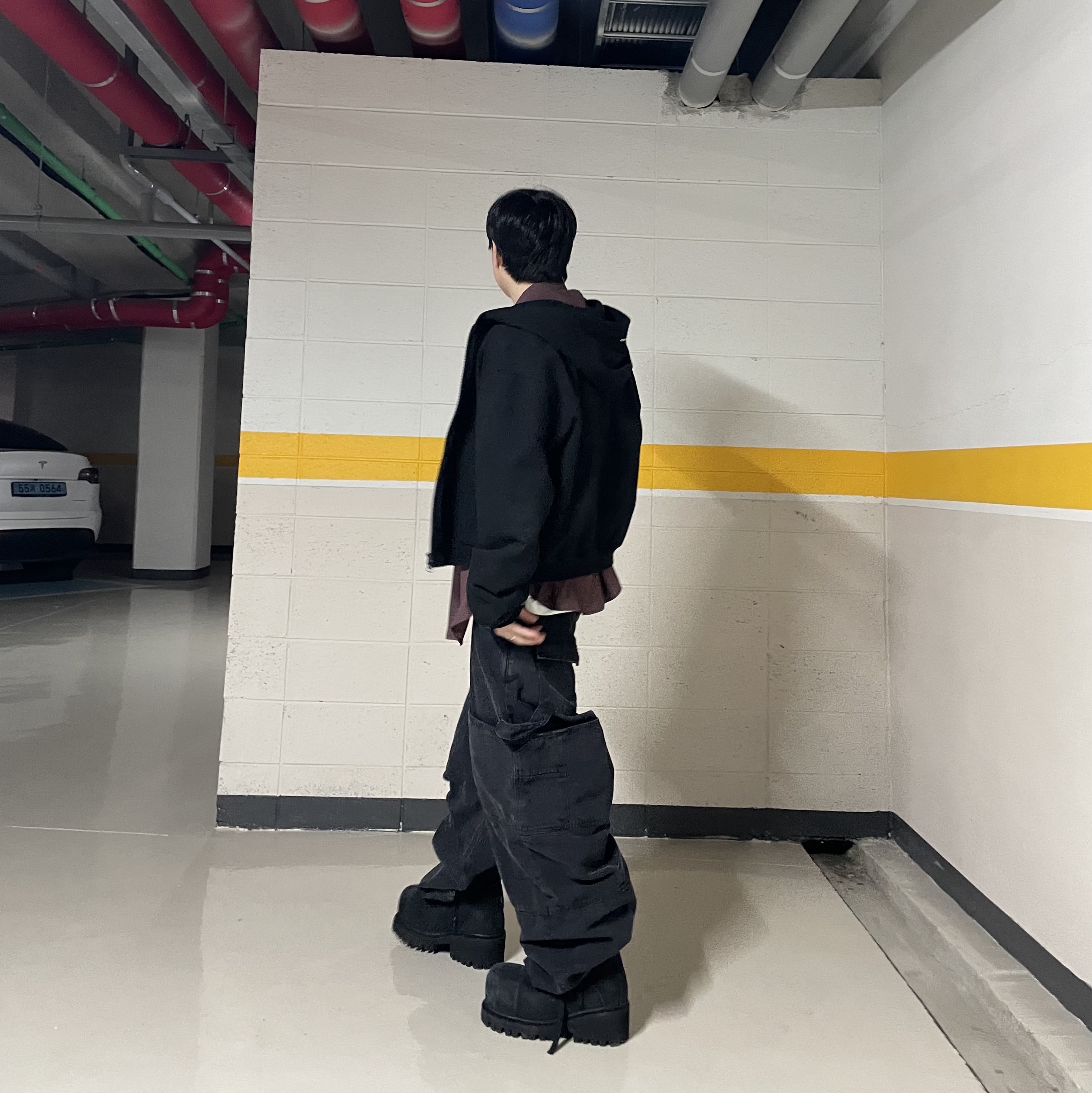 Balenciaga Stomper Bootie Black, Nonnod Double knee cover pants Vintage black 착용 스타일 - 1