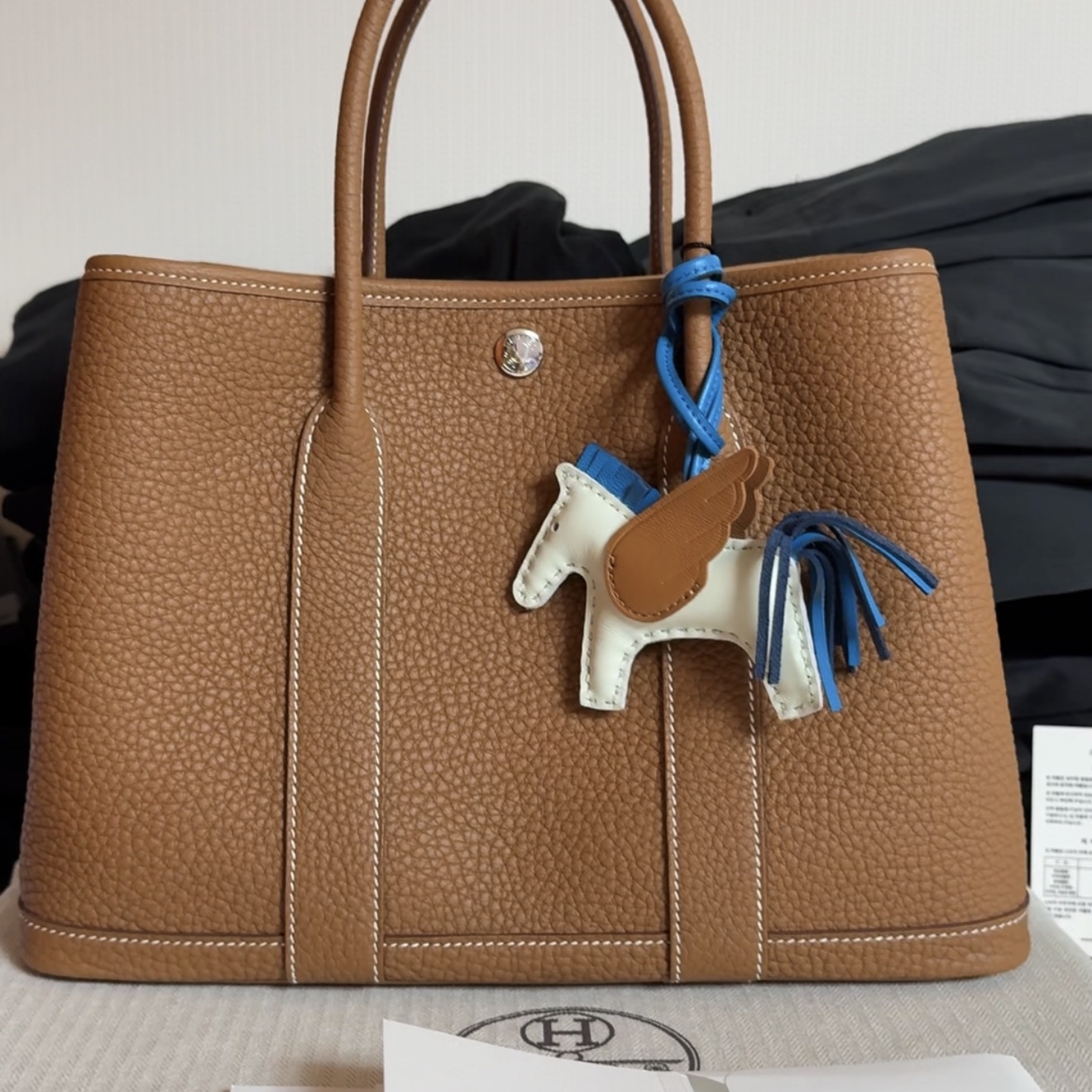 Hermes Garden Party 30 Bag Negonda & Palladium Gold 착용 스타일 - 1