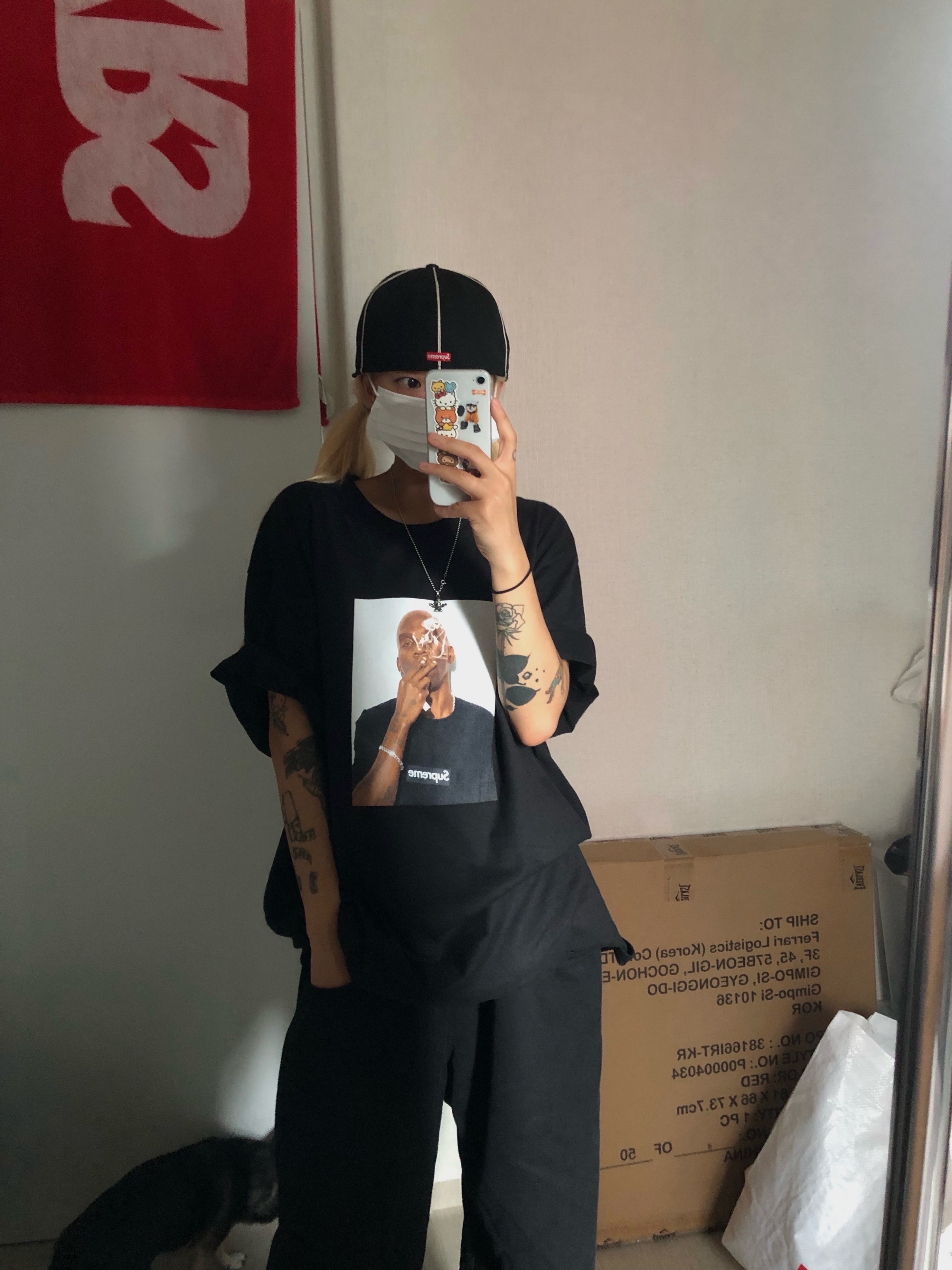 Supreme Dean Blunt T-Shirt Black - 25SS 착용 스타일