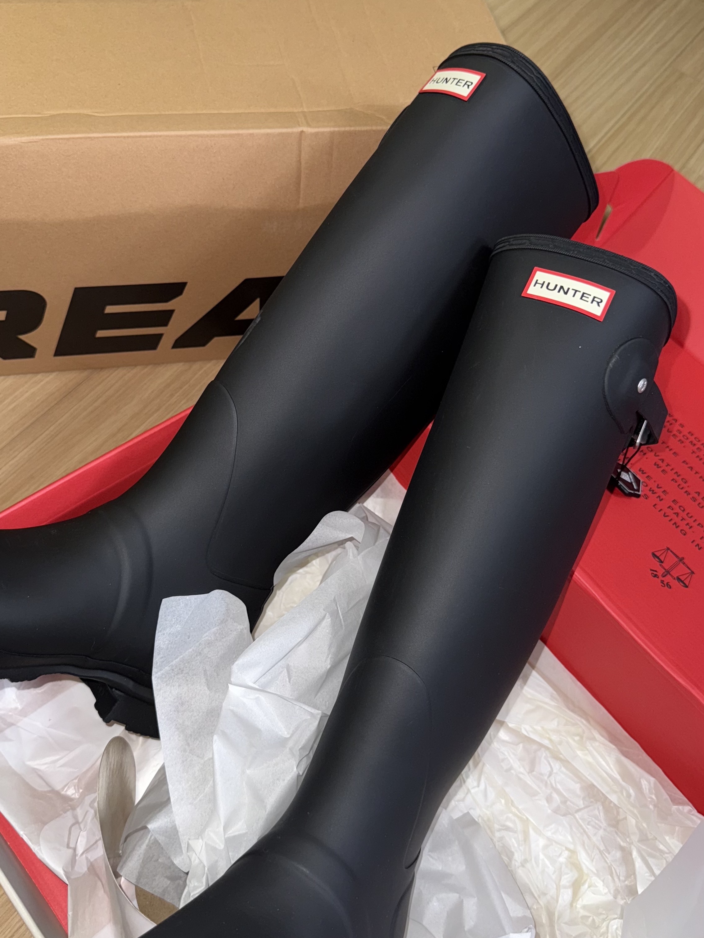 (W) Hunter Original Tall Rain Boots Black 착용 스타일