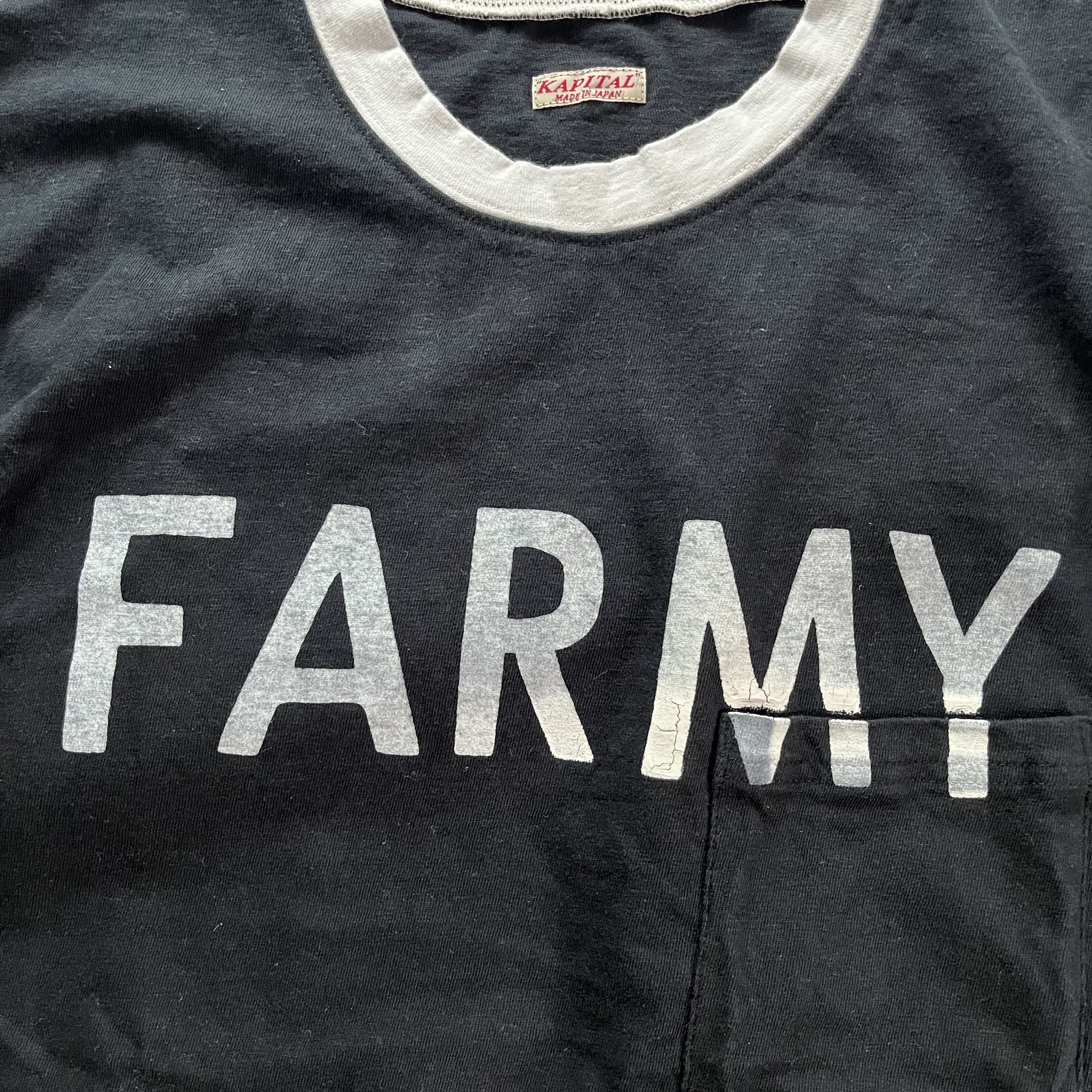 Kapital 18.5 Tenjiku Ringer Pocket T-Shirt Farmy Black 착용 스타일