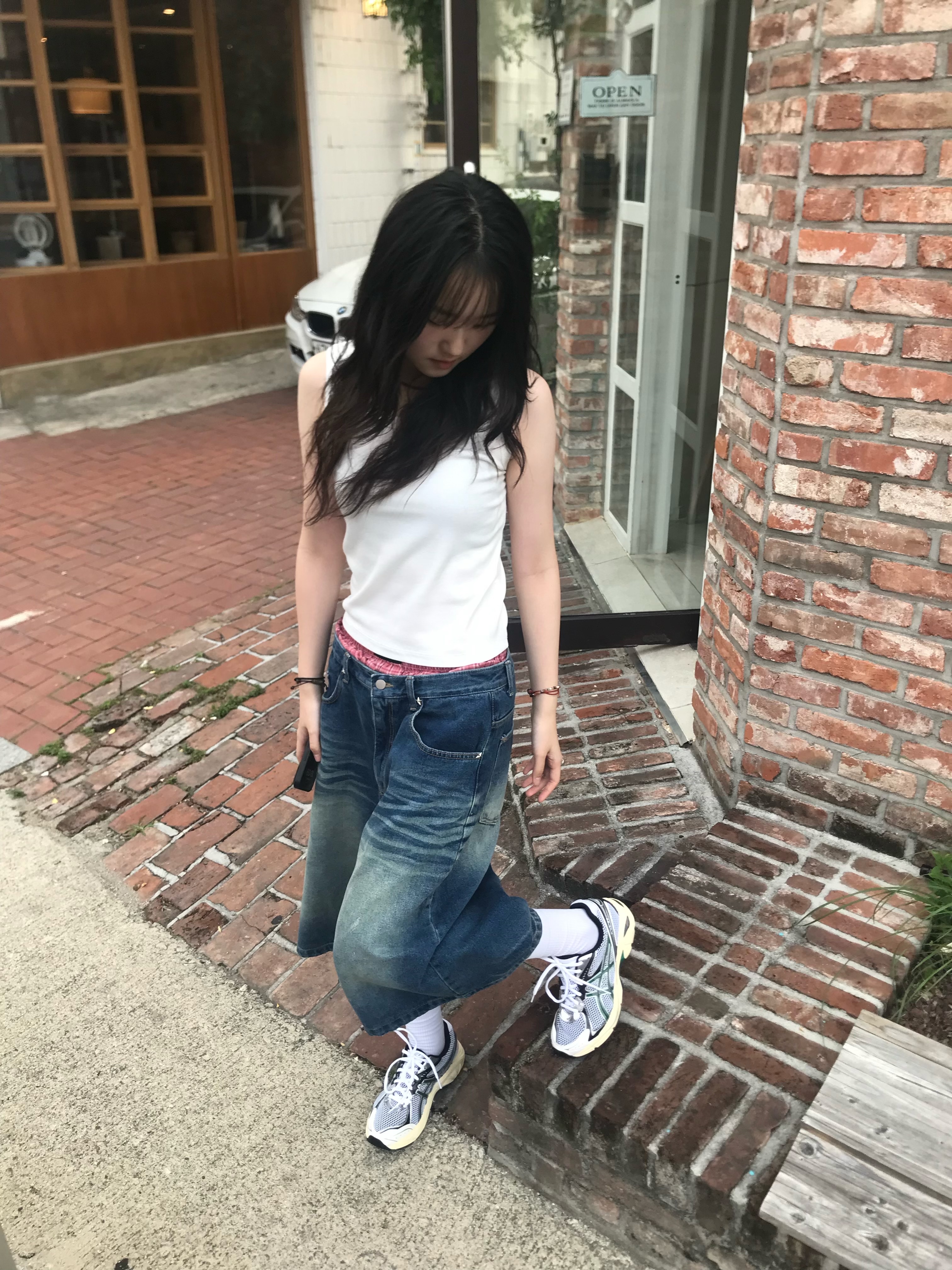 Asics GT-2160 White Jasper Green 착용 스타일 - 7