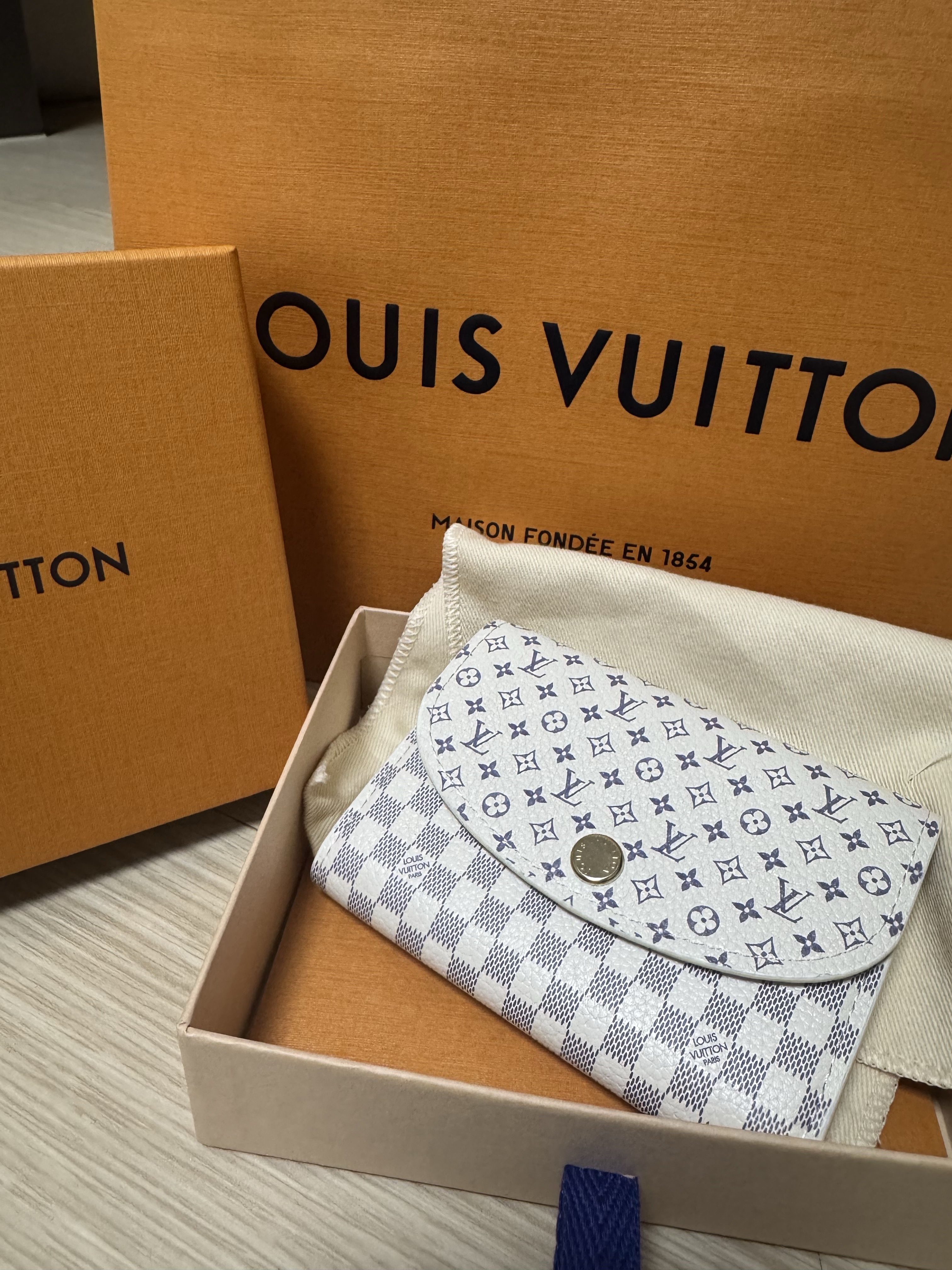 Louis Vuitton Rosalie Coin Purse Damier Azur 착용 스타일