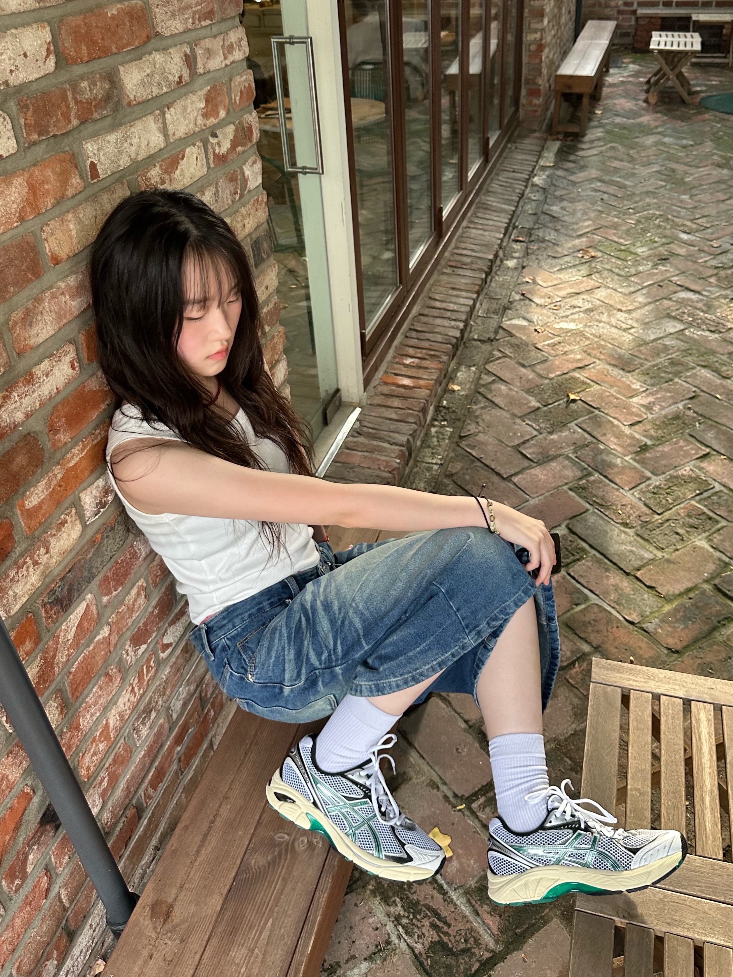 Asics GT-2160 White Jasper Green 착용 스타일 - 6