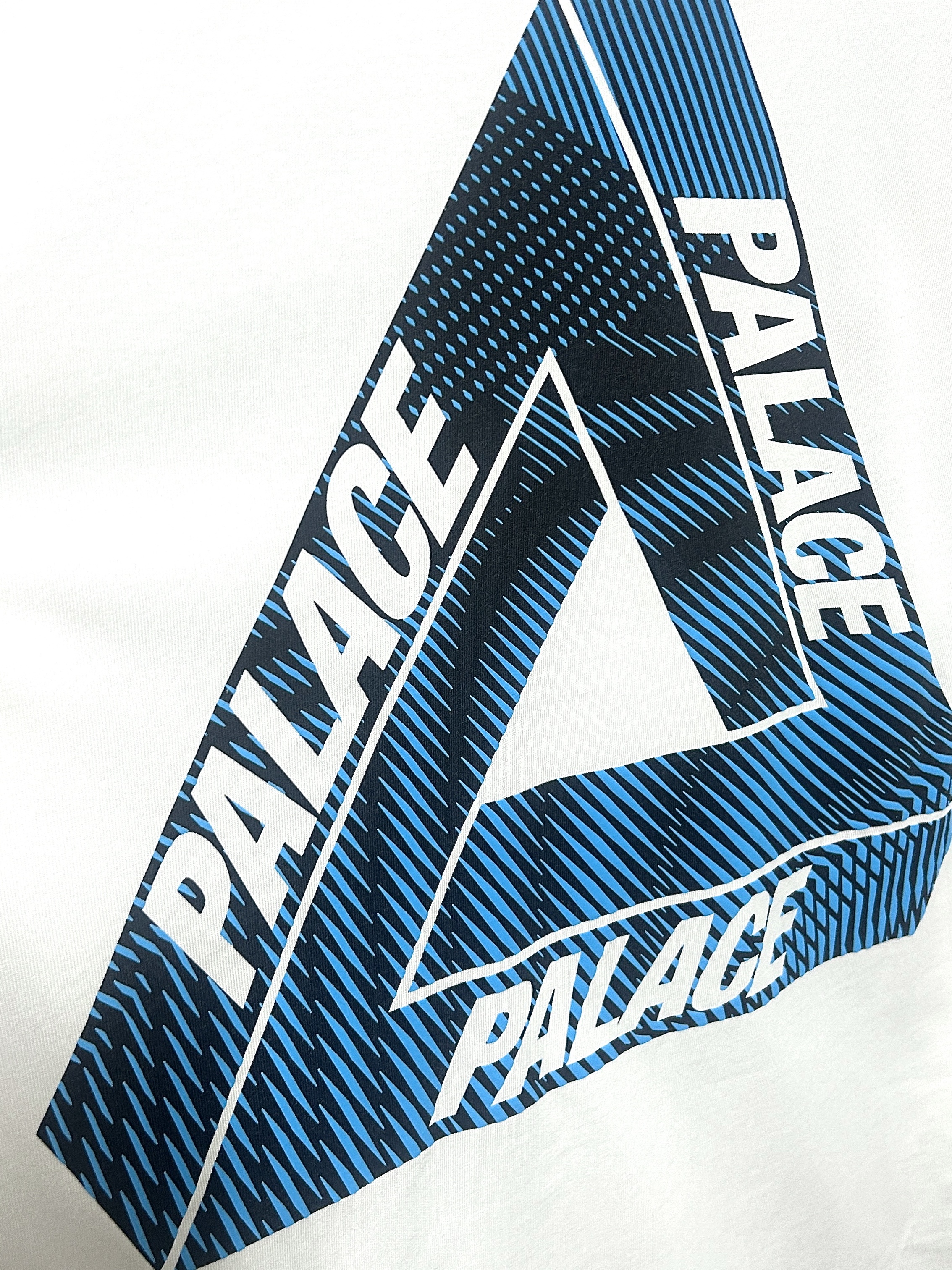 Palace Tri-Vex T-Shirt White Blue - 25SS 착용 스타일
