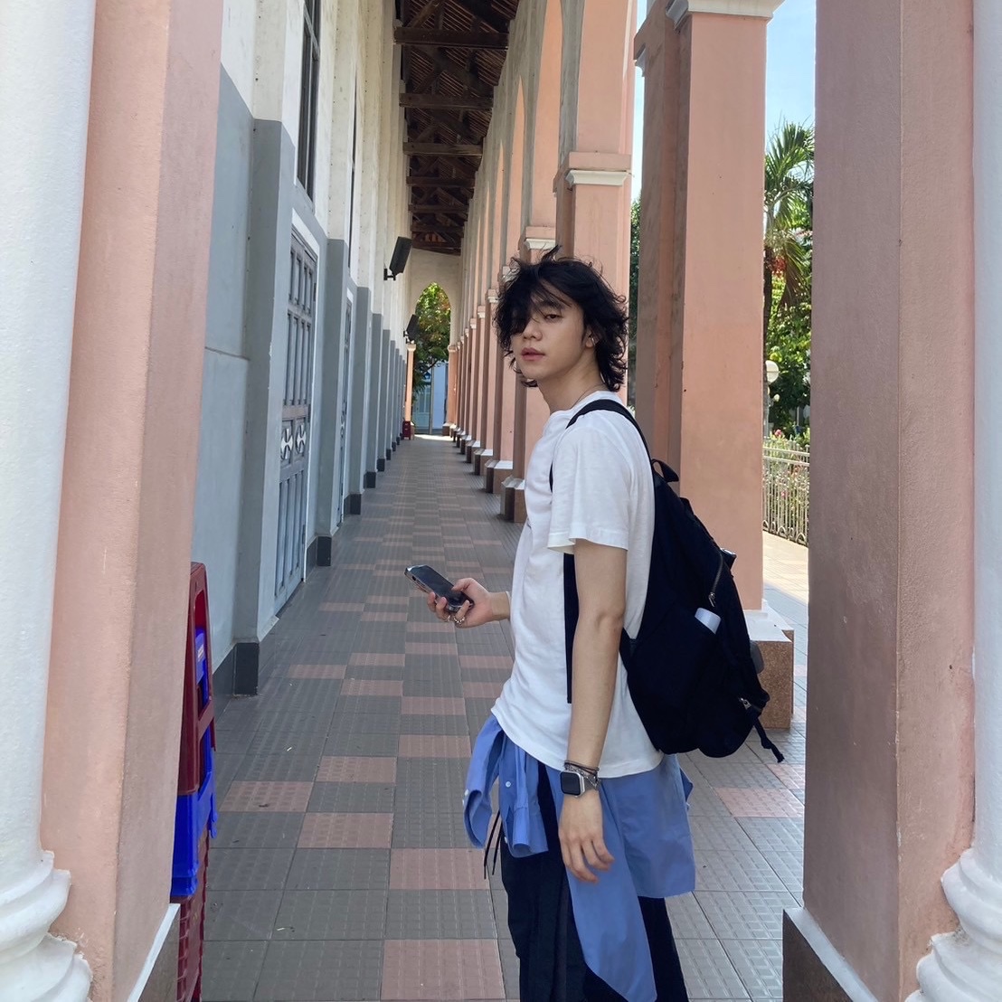 Polyteru Used Backpack 2PK Black 착용 스타일 - 2