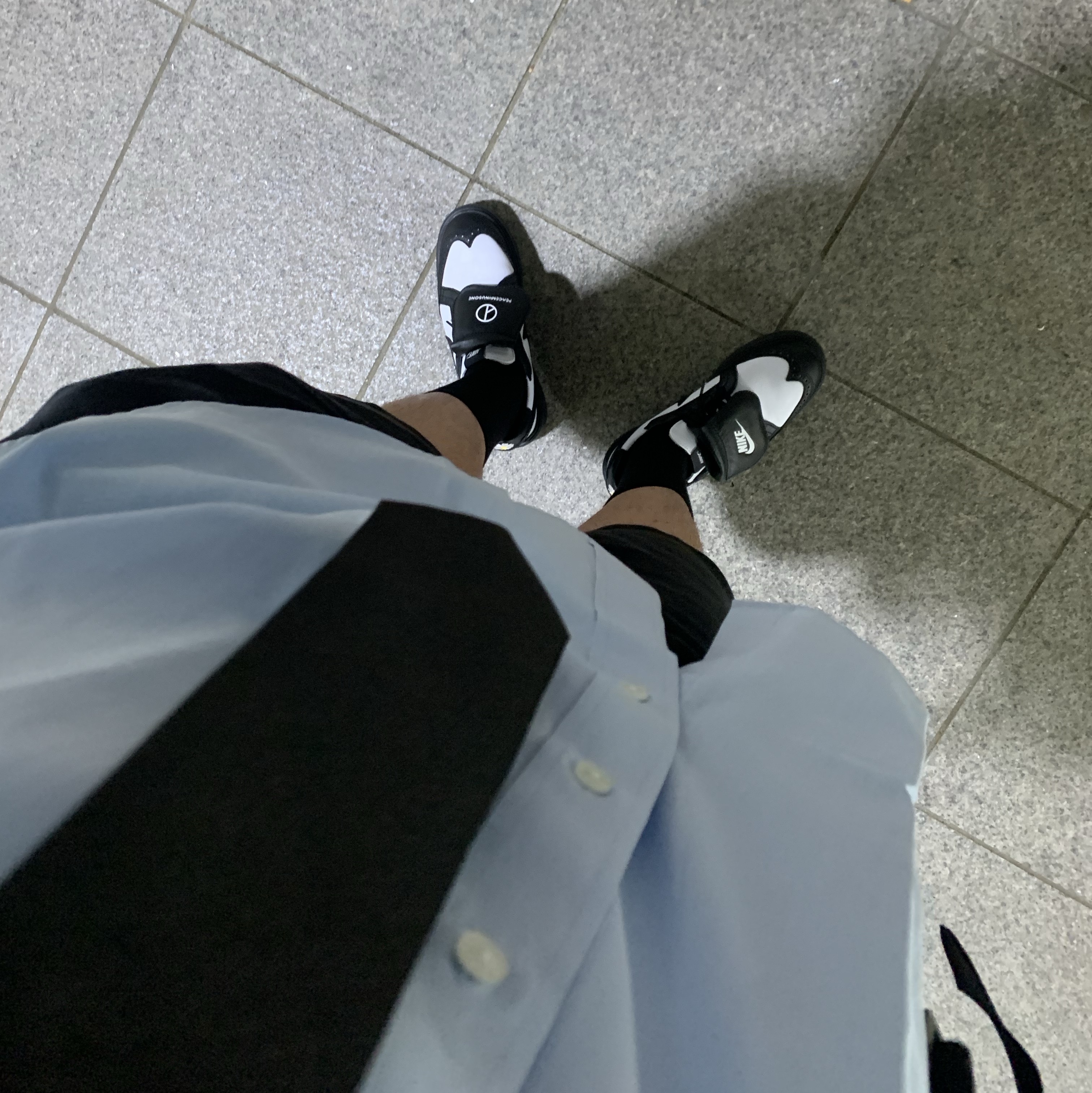Nike x Peaceminusone Kwondo1 Black and White 착용 스타일