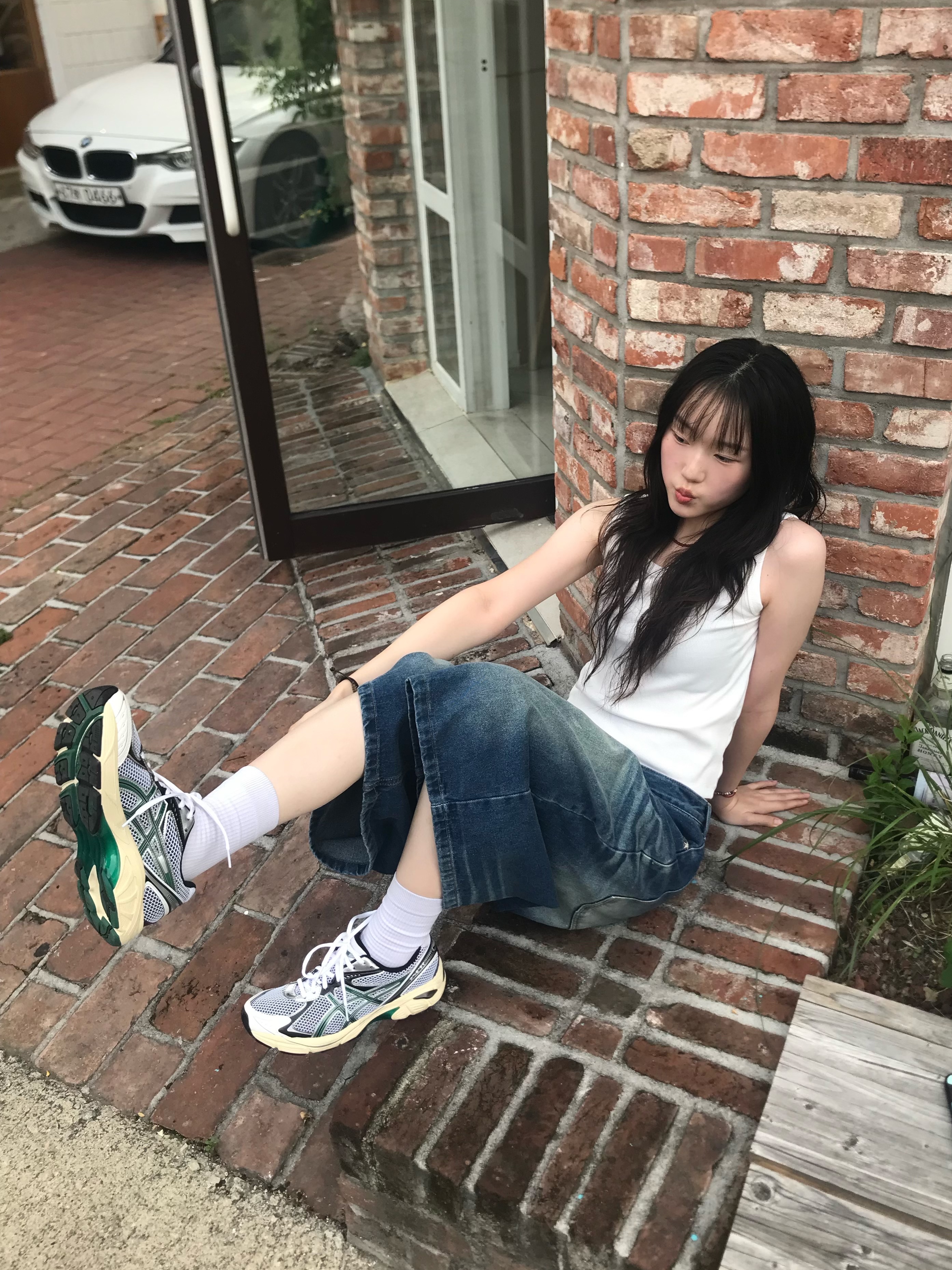 Asics GT-2160 White Jasper Green 착용 스타일 - 2