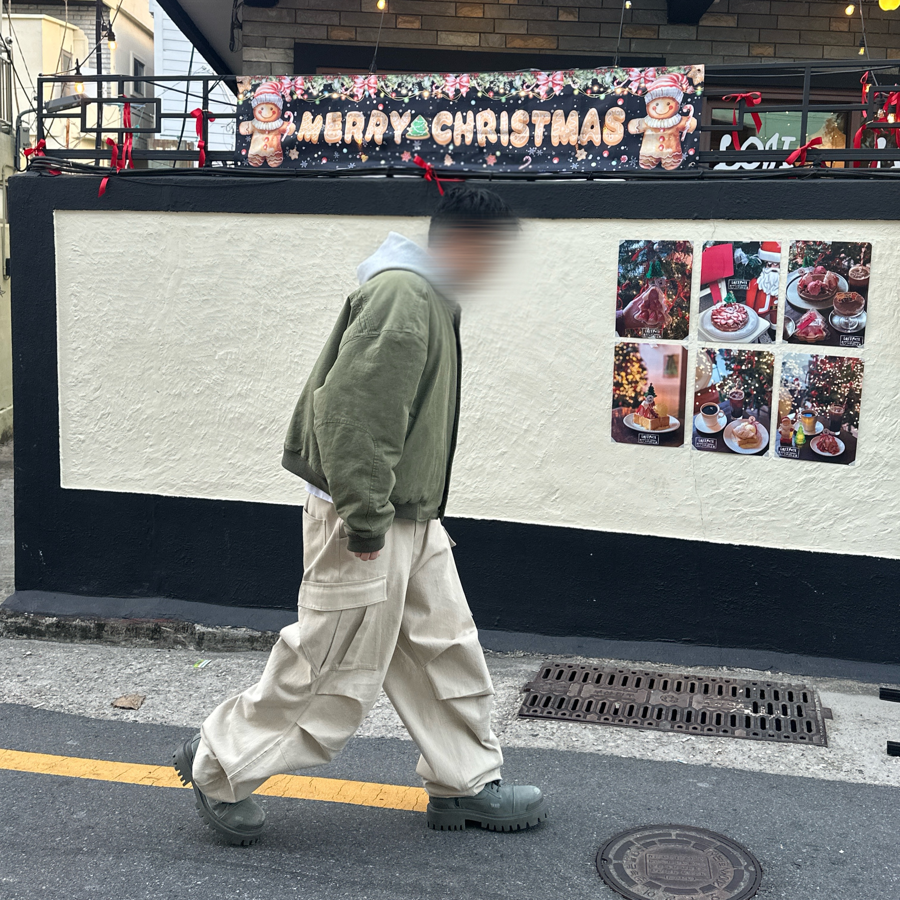 Nonnod Side Zip Cargo Pants Beige, Nonnod Sulfur Dye Serge Bomber Jacket Vintage Khaki 착용 스타일 - 4