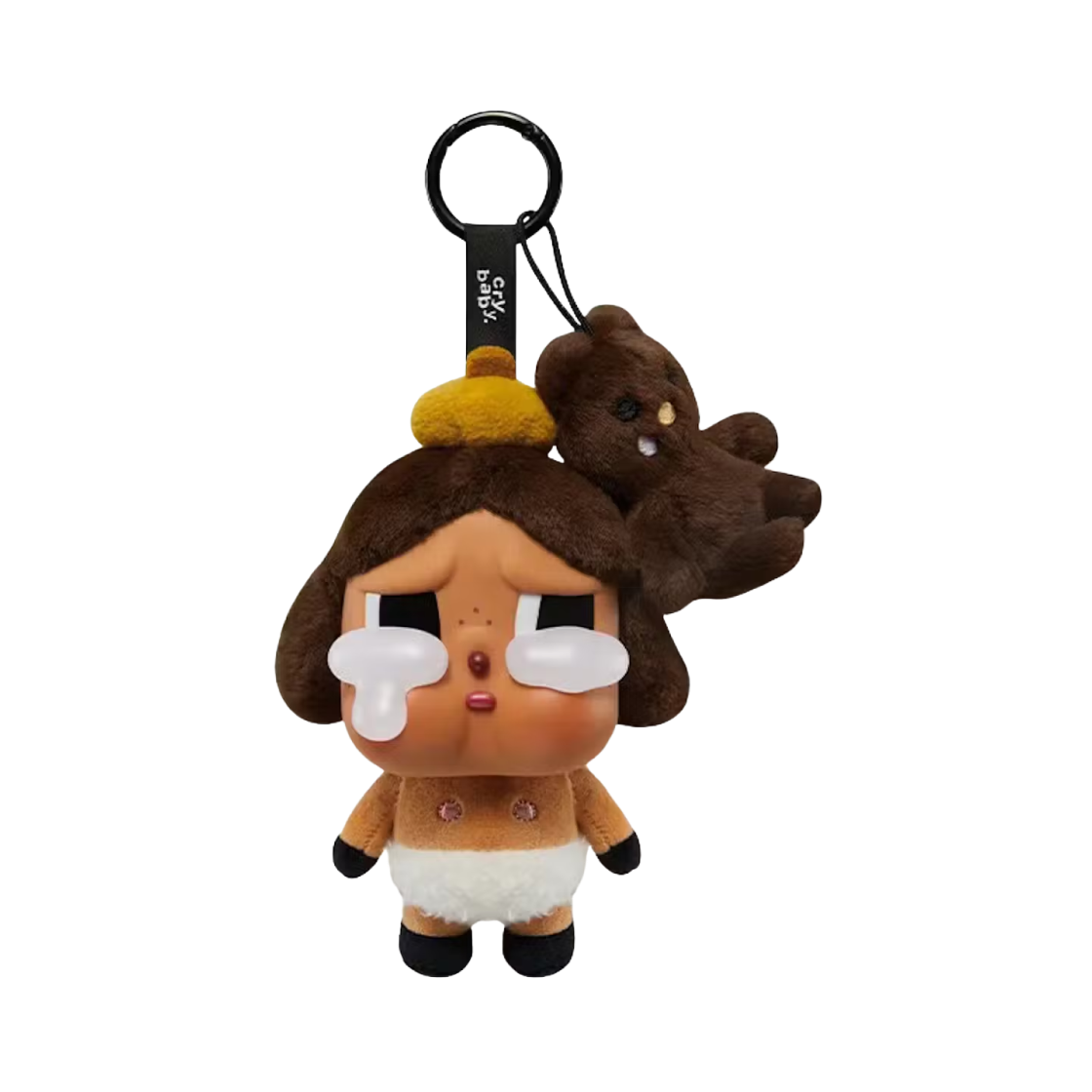 팝마트 크라이베이비 크라잉 어게인 시리즈 플러시 키링 갈색 머리 (개봉 박스)(Pop Mart Crybaby Crying Again Series Plush Keyring Baby Brown (Opened Case))