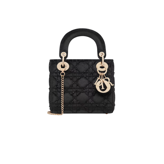 Dior Lady Dior Cannage Velvet Mini Bag Black