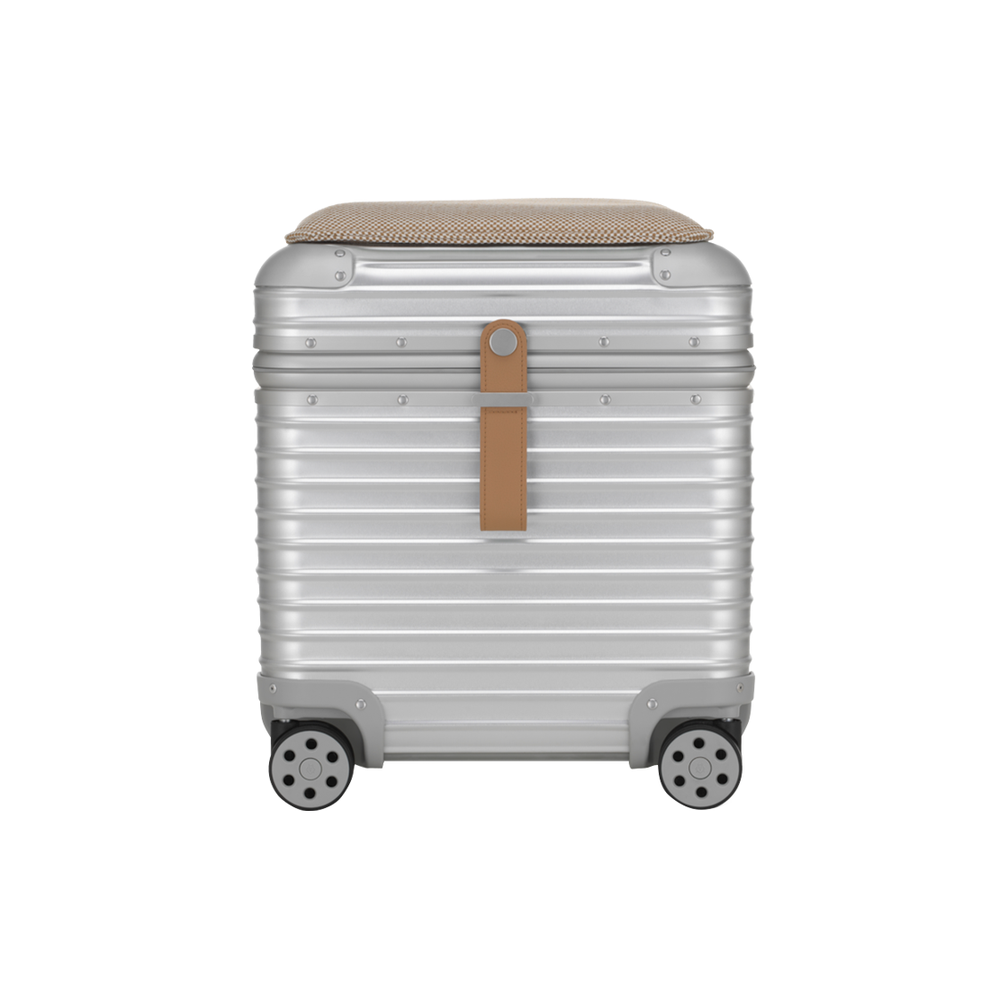 리모와 x 비트라 알루미늄 스툴 실버 파피루스 브라운(Rimowa x Vitra Aluminium Stool Silver Papyrus Brown)