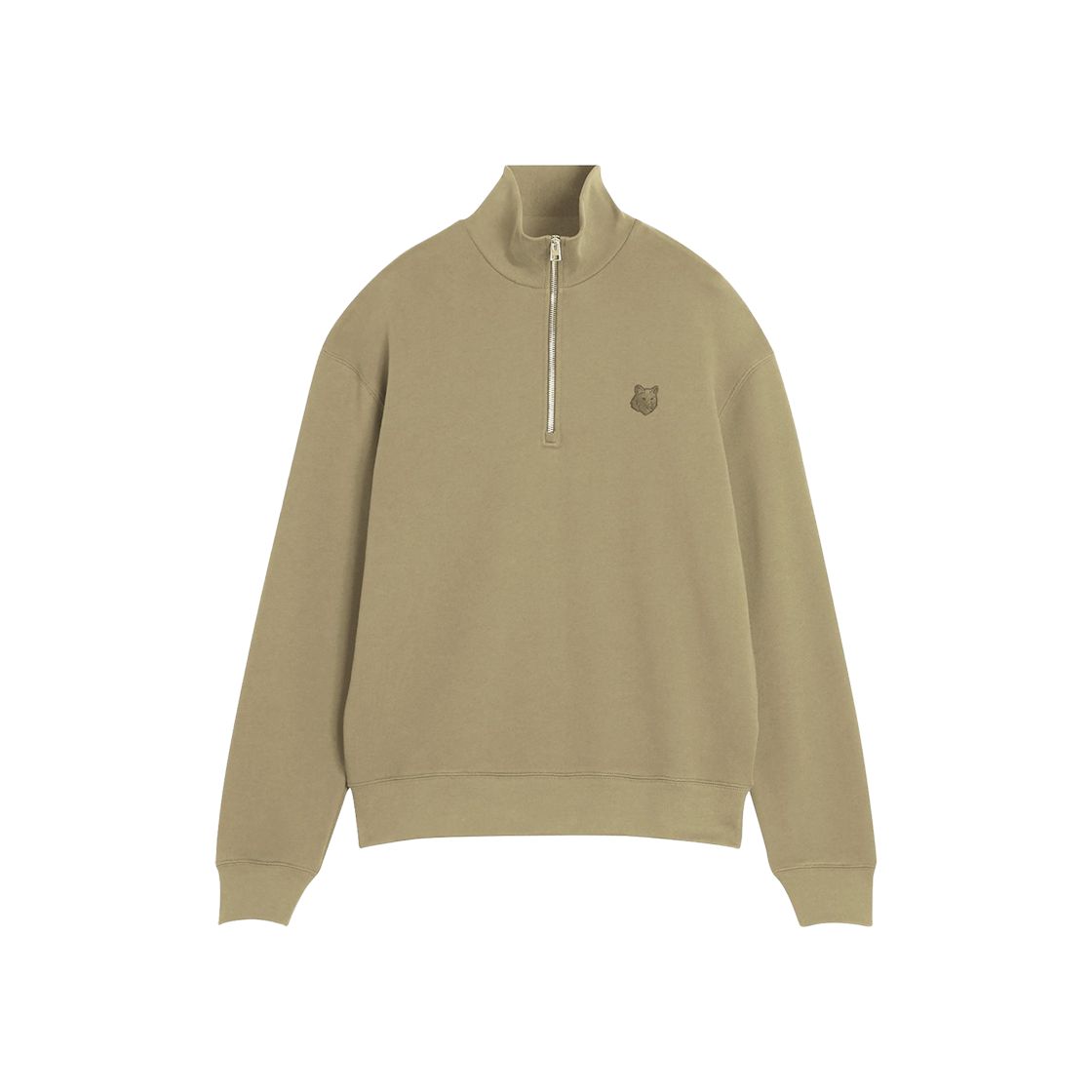 메종 키츠네 볼드 폭스 헤드 패치 컴포트 하프 집 스웨트셔츠 카다몬(Maison Kitsune Bold Fox Head Patch Comfort Half Zip Sweatshirt Cardamon) - 1