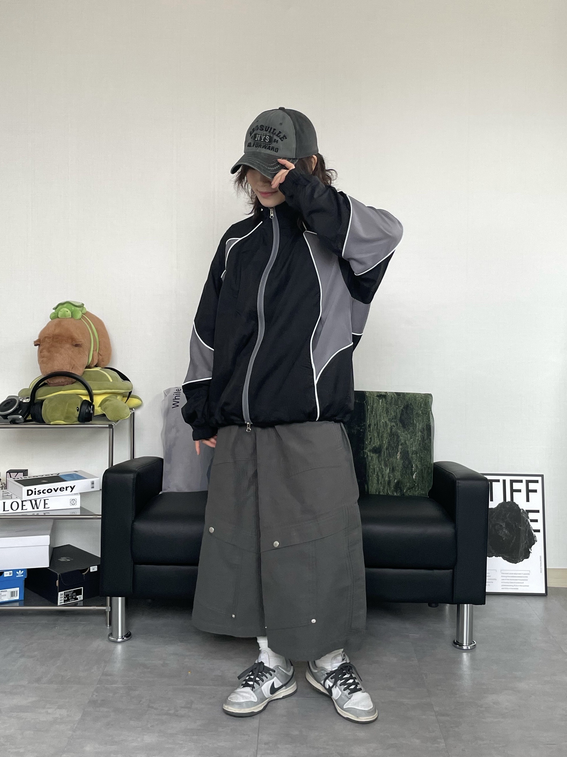 (W) Nike Dunk Low Light Smoke Grey 착용 스타일 - 4