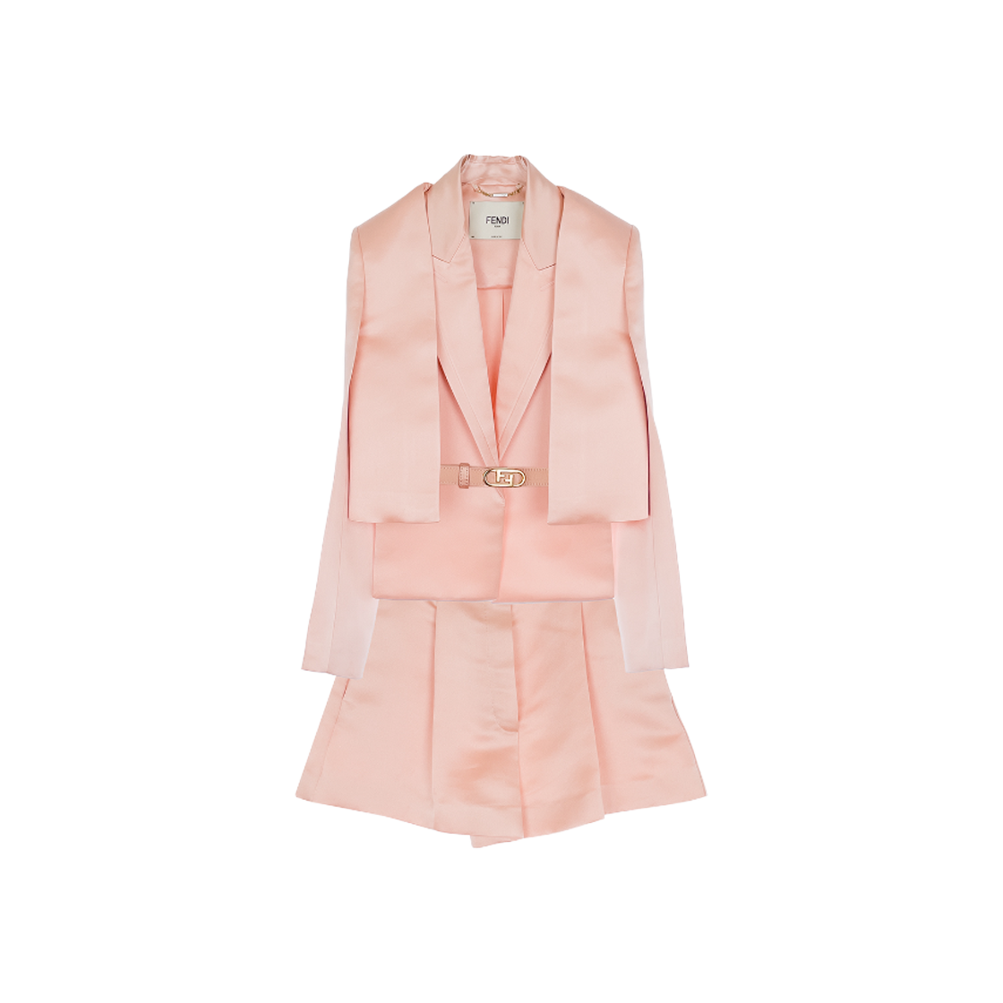 ITUDKPW5ENJG Fendi Silk Long Sleeve Jacket 38 & Shorts 36 Set Light Coral Pink