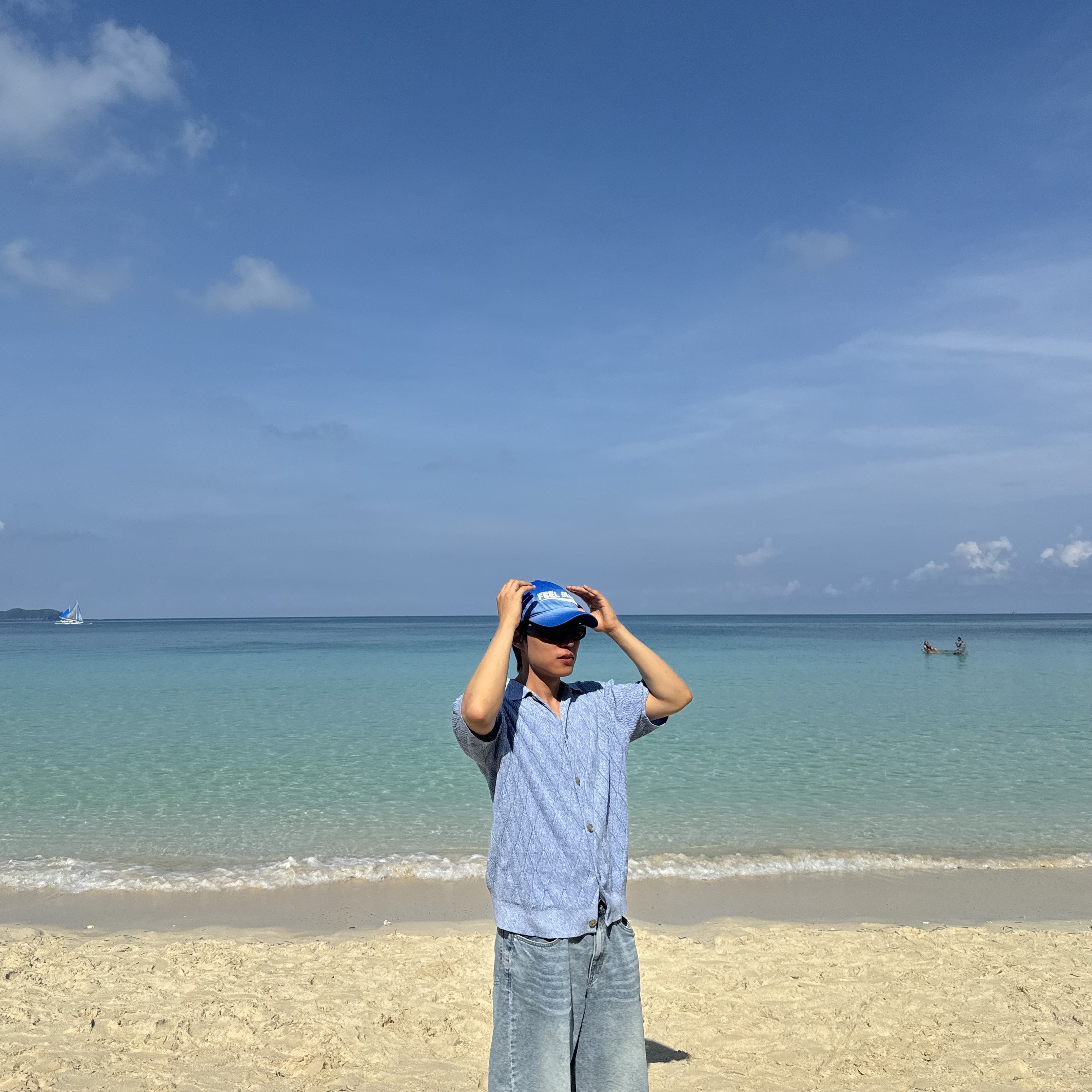Nonnod Vintage Grunge Cap Washed Blue 착용 스타일 - 2