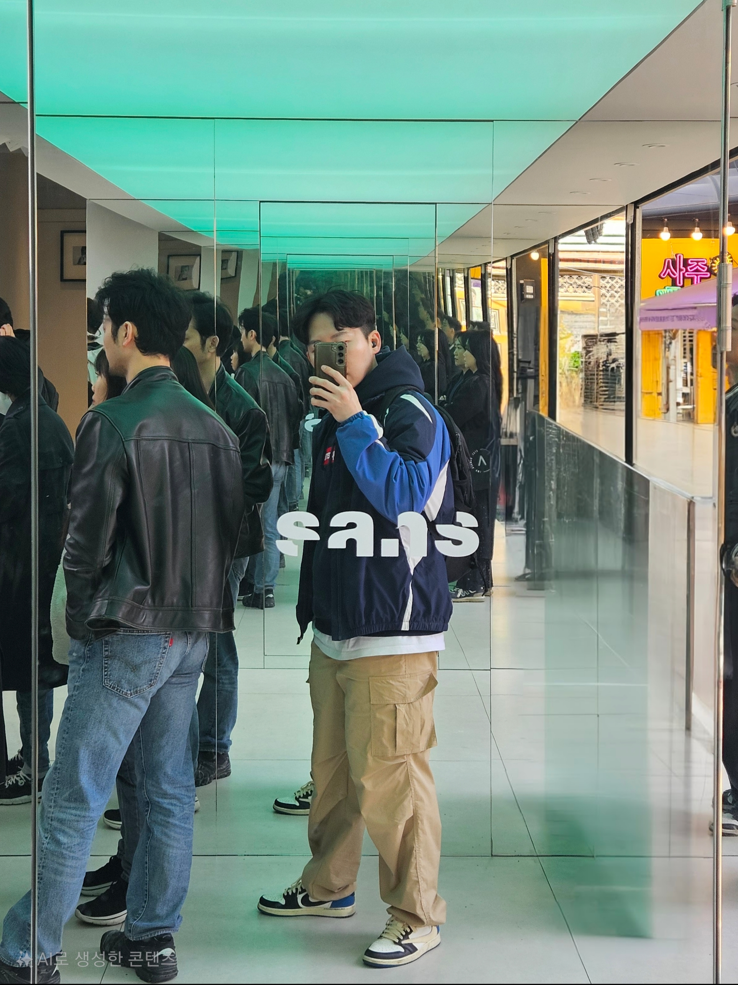 Jordan 1 x Travis Scott x Fragment Retro Low OG SP Military Blue, Palace Pro Shell Jacket Navy - 23FW 착용 스타일