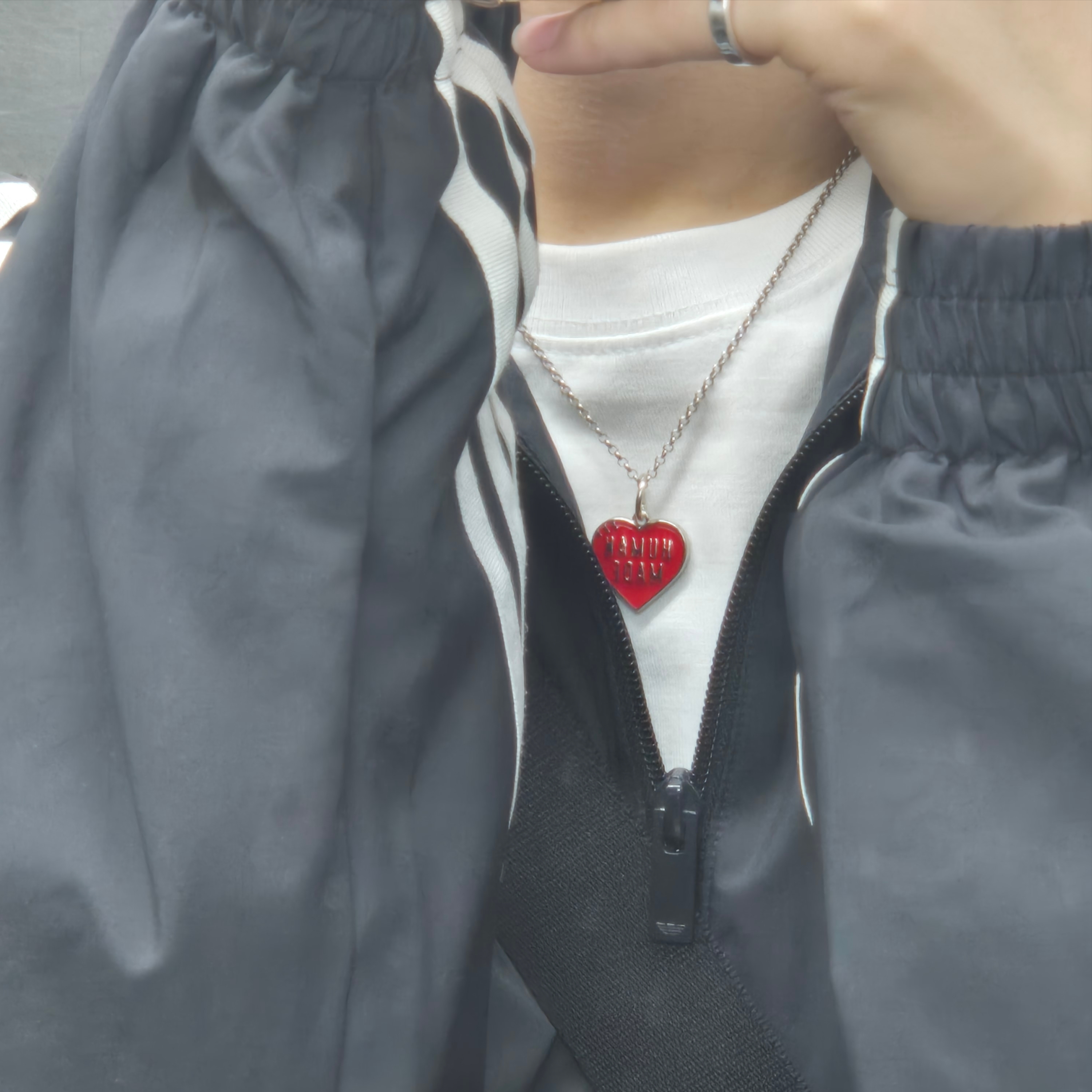 Nonenon Logo Flat Ring 3mm, Human Made Animal Keyring Silver 착용 스타일